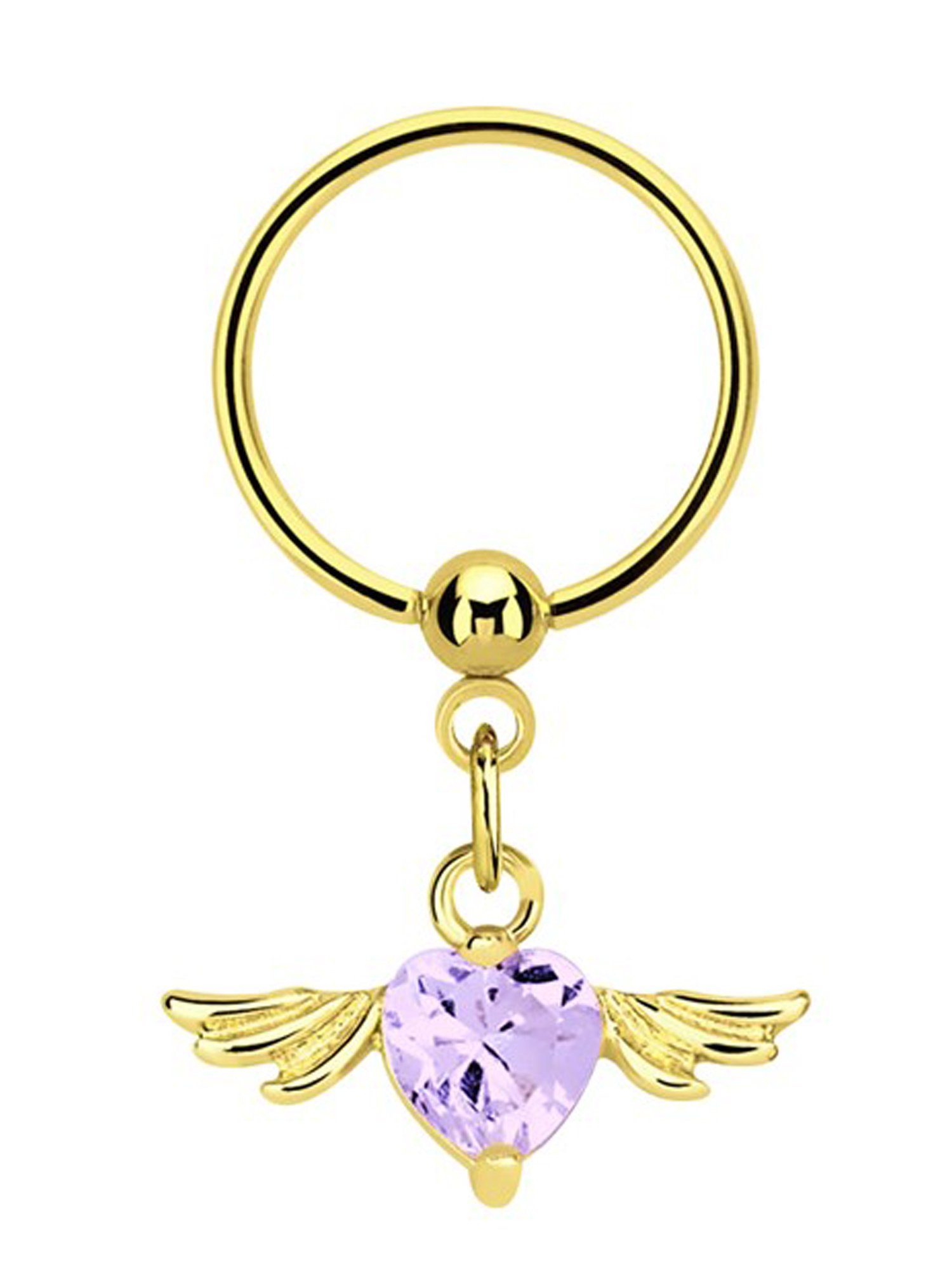Adelia´s Intimpiercing Piercing Intimpiercing, Intimpiercing Ring PVD Gold Anhänger mit Flügel und Herz