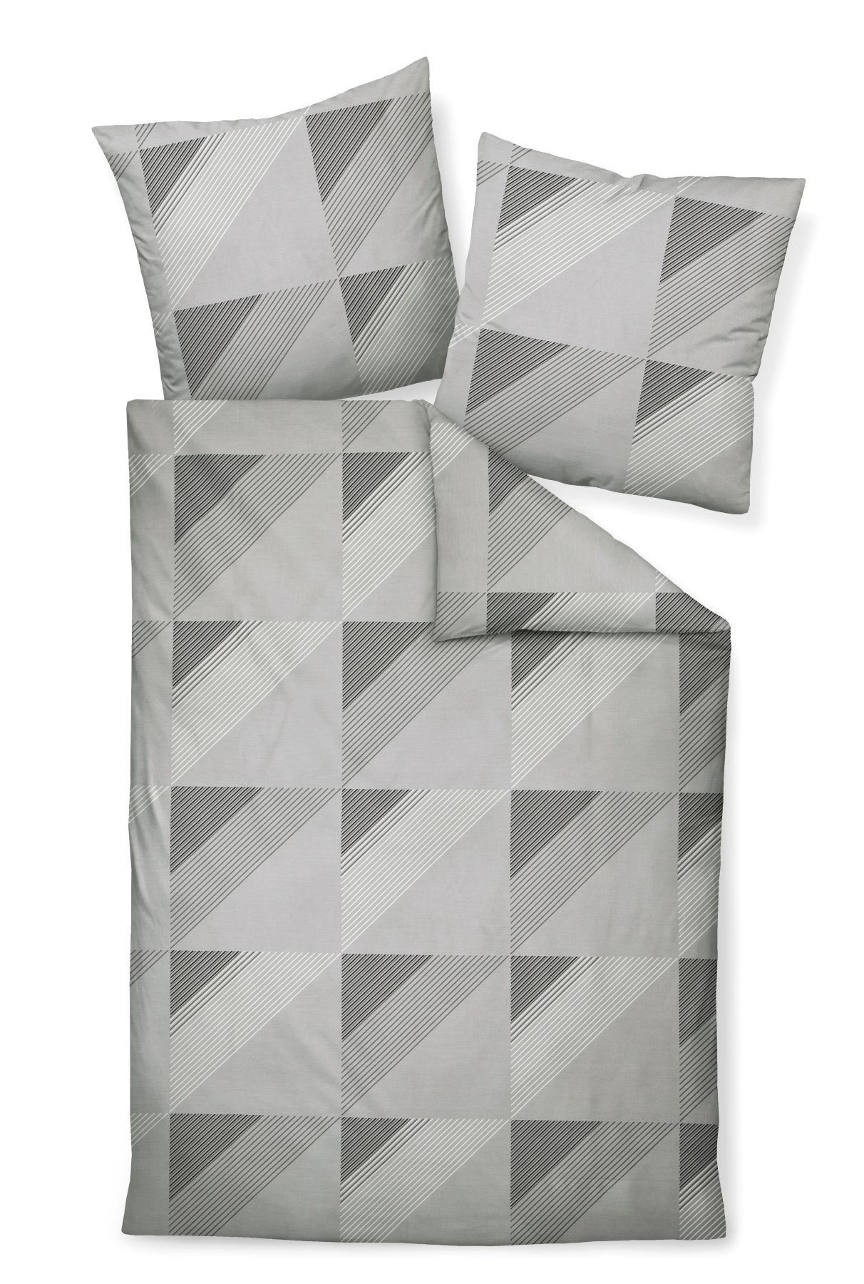 Janine Bettwäsche Mako-Satin Bettwäsche 155x220,80x80 J. D. grau, Mako-Satin, 2 teilig, 1x Bettbezug + 1 Kissenbezug grau 100 % Baumwolle