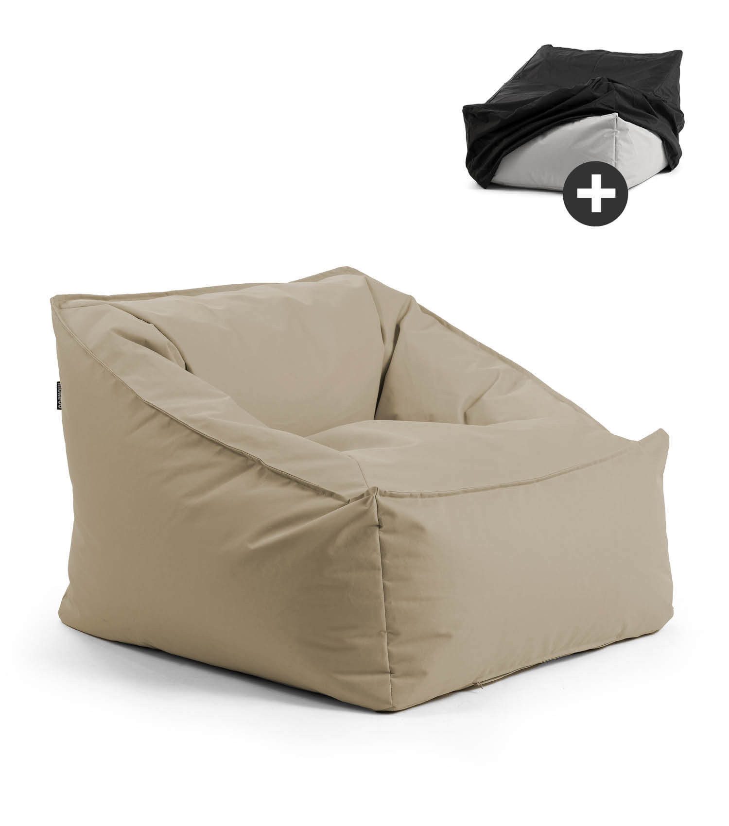 mokebo Sitzsack Der Sunnyboy (für drinnen & draußen), Bean-Bag Outdoor für Kinder & Erwachsene, Gartenliege in Khaki
