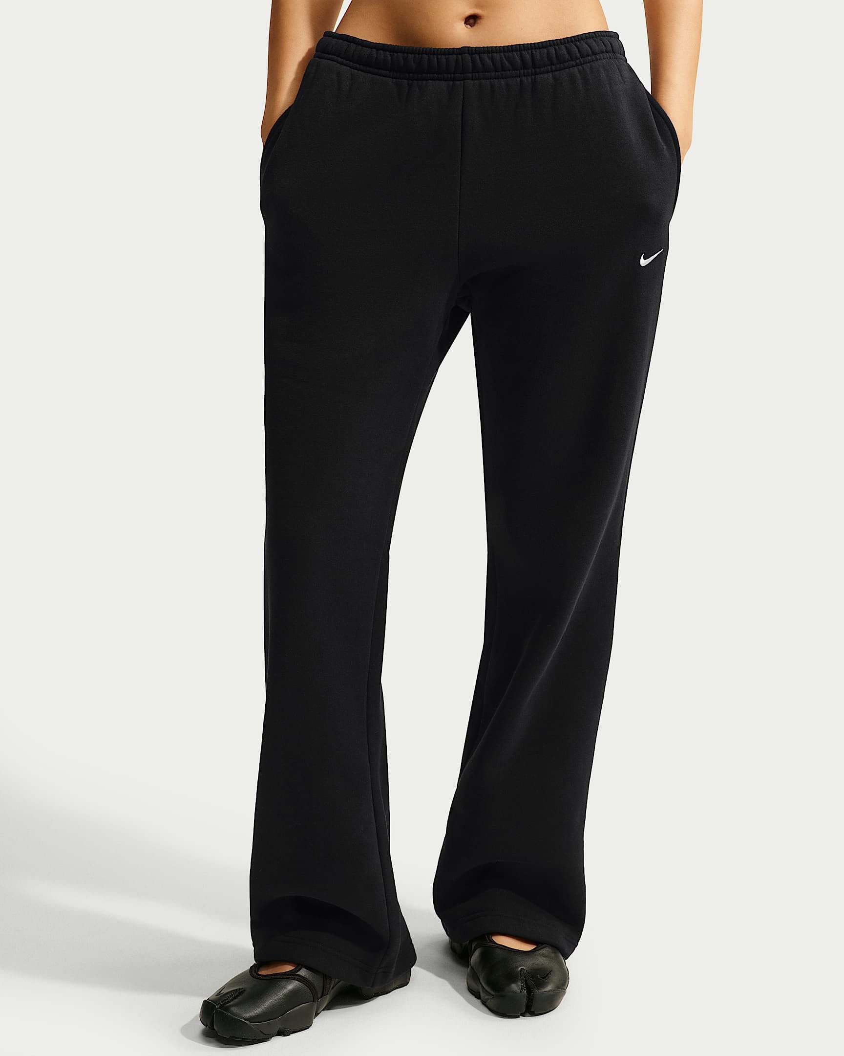 Nike Sportswear Sporthose W NK STDO FLC MW MR STD OH PNT weites Bein, aus Baumwolle und Polyester