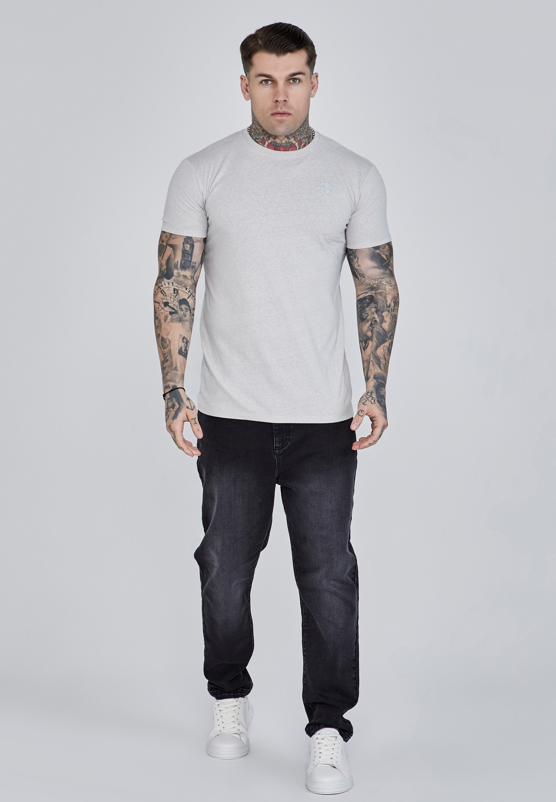 Siksilk T-Shirt SikSilk Herren Grau Marl Marl T-Shirt günstig online kaufen