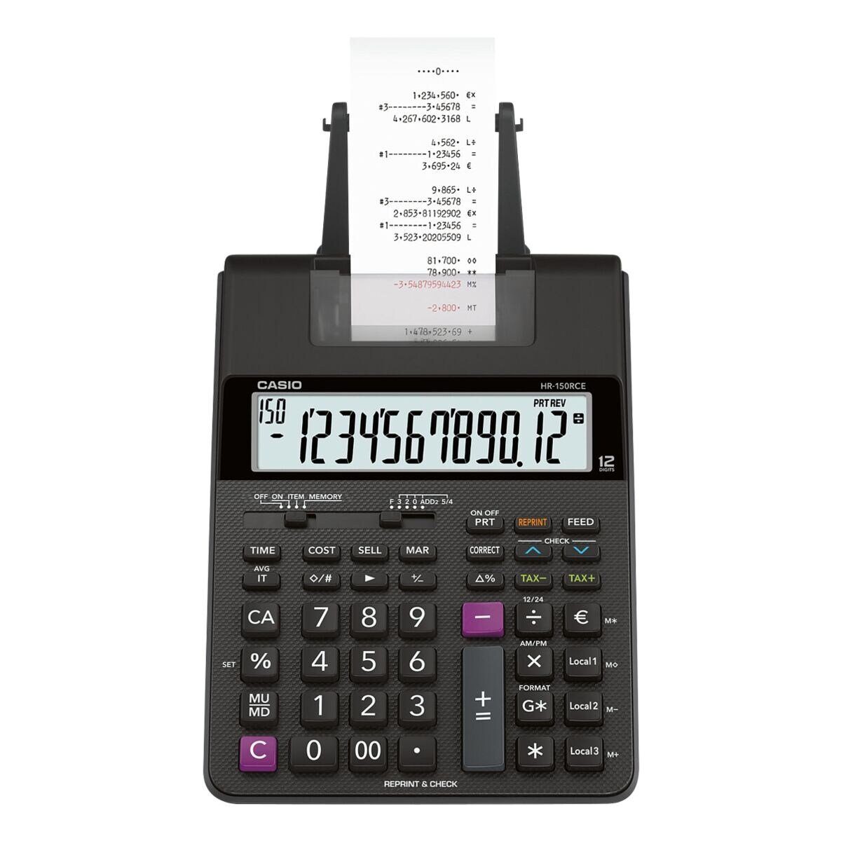 CASIO Taschenrechner HR-150RCE, Druckfunktion/ 2-Farbdruck mit