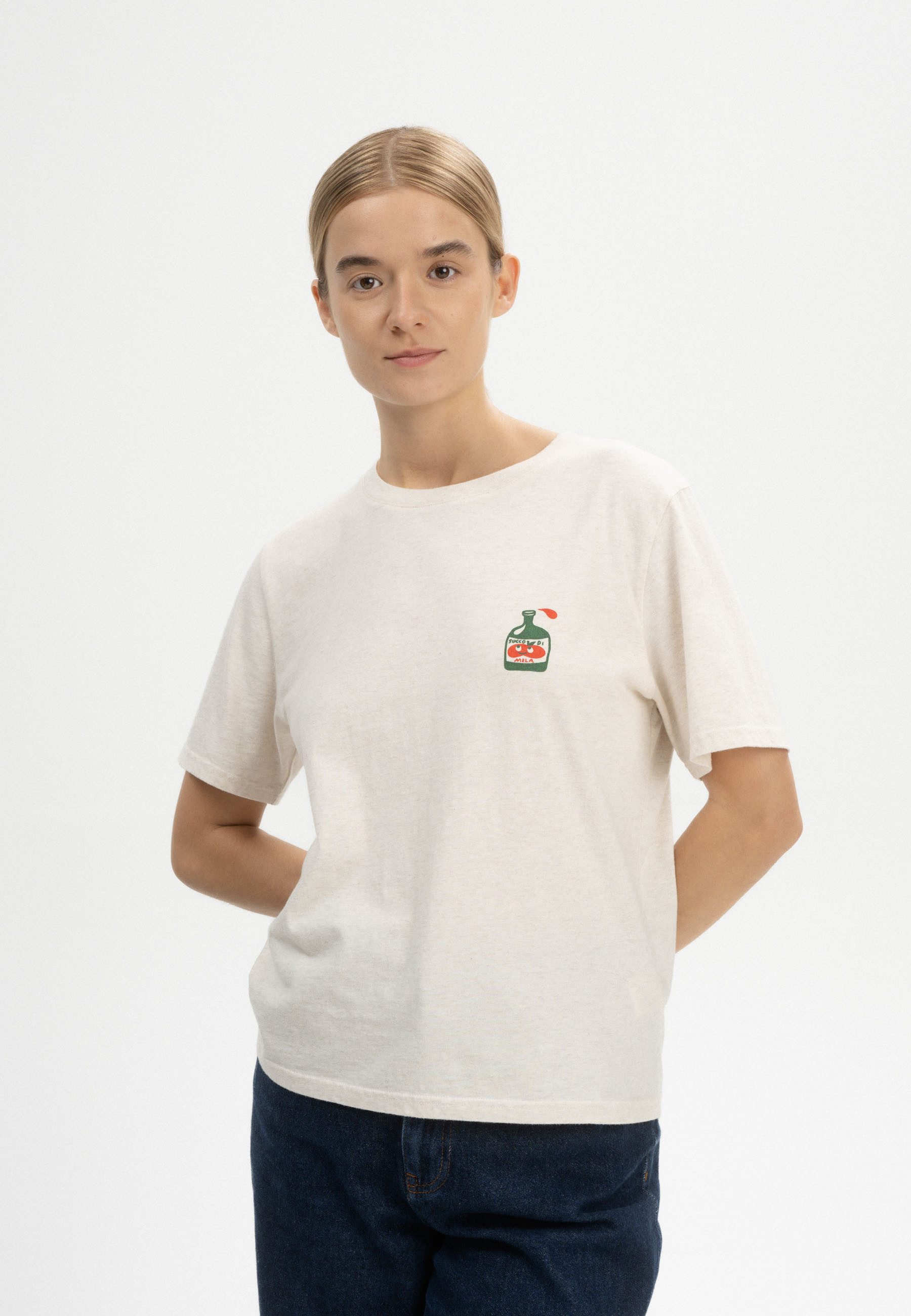 MELA Kurzarmshirt T-Shirt Style Artist Edition Josha Fein gerippter Kragen