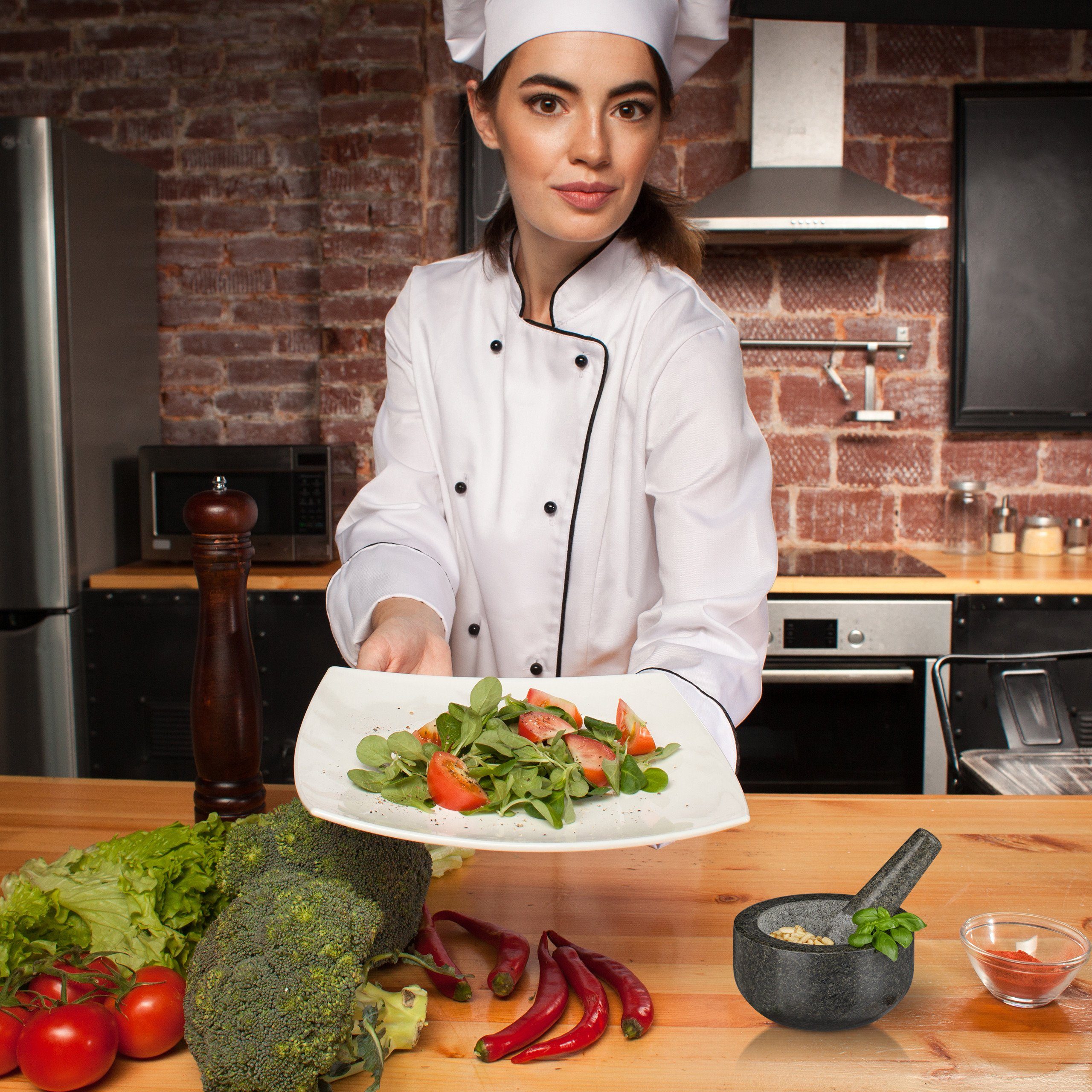 relaxdays Mörser Granit Mörser mit Stößel 16 cm