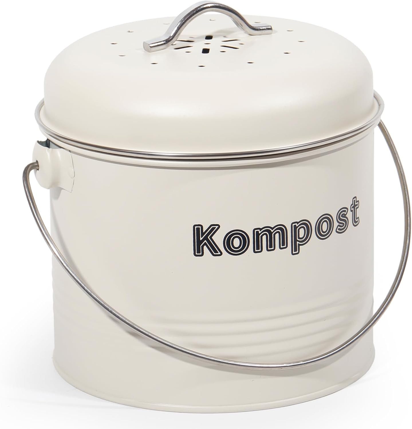 Zedelmaier Biomülleimer Biomülleimer Küche, Bio Mülleimer, Komposteimer Metall, Geruchsdicht mit Aktivkohlefiltern, Biomüll Retro 3,5L