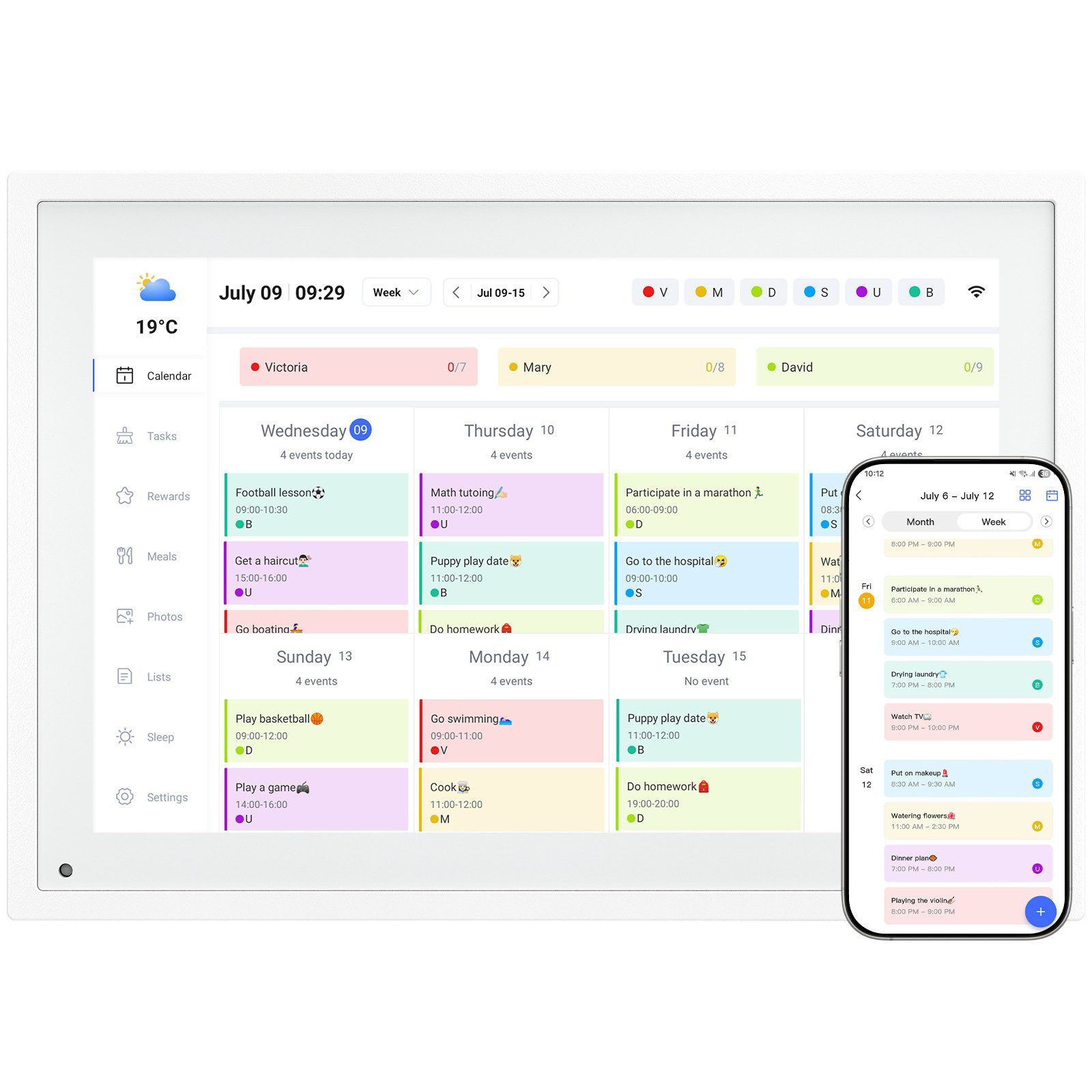 TABWEE Blackview Tabwee 10,1" Digitaler Wandkalender, für Zuhause und Büro Digitaler Bilderrahmen (25,65 cm/10.1 ", 800 x 1280 Pixel, 32 GB, (2 Stück, 2pcs)