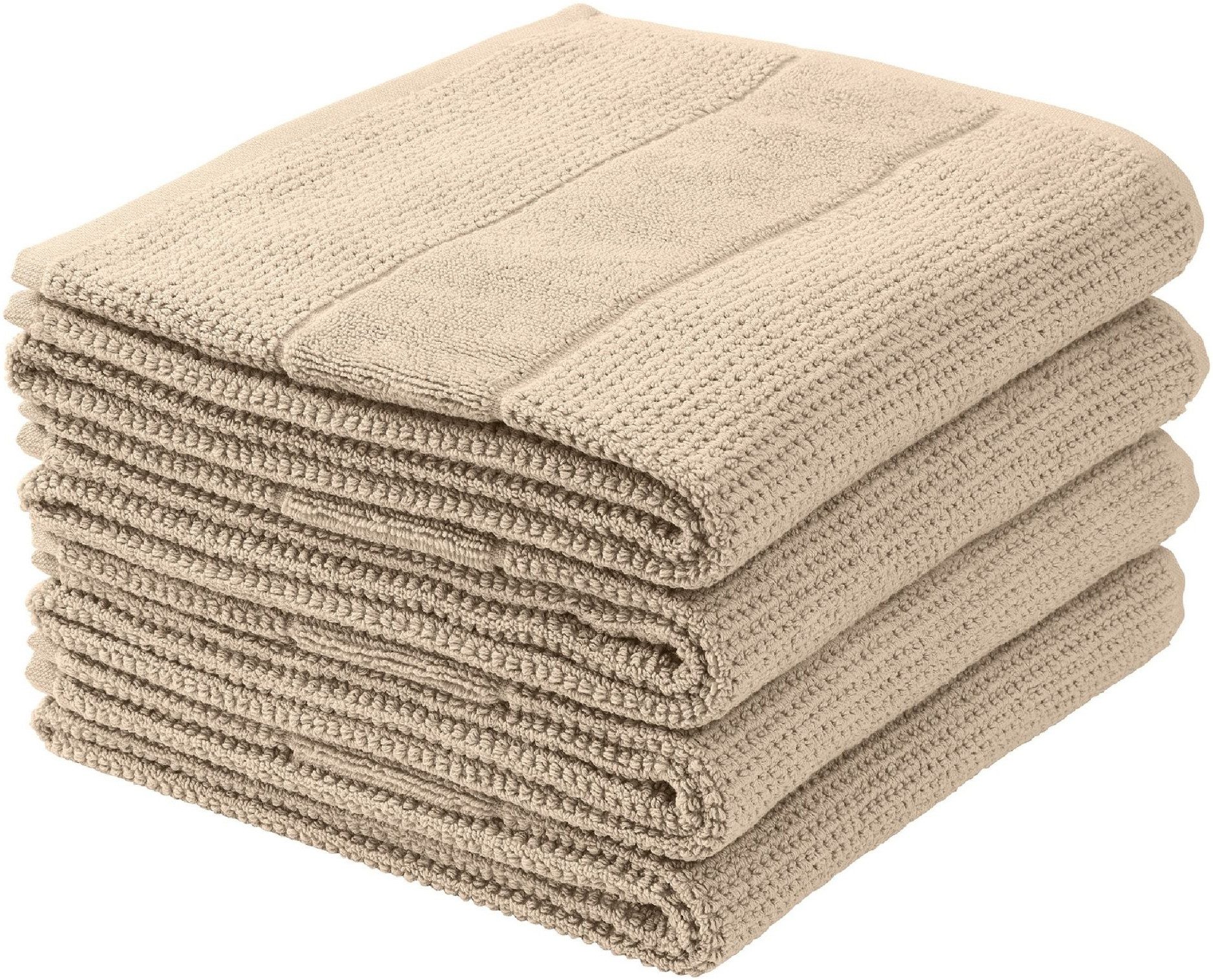 Schiesser Handtücher Turin aus 100% Baumwolle in dezenter Reiskornoptik, Frottier (Set, 4-St), OEKO-TEX® MADE IN GREEN