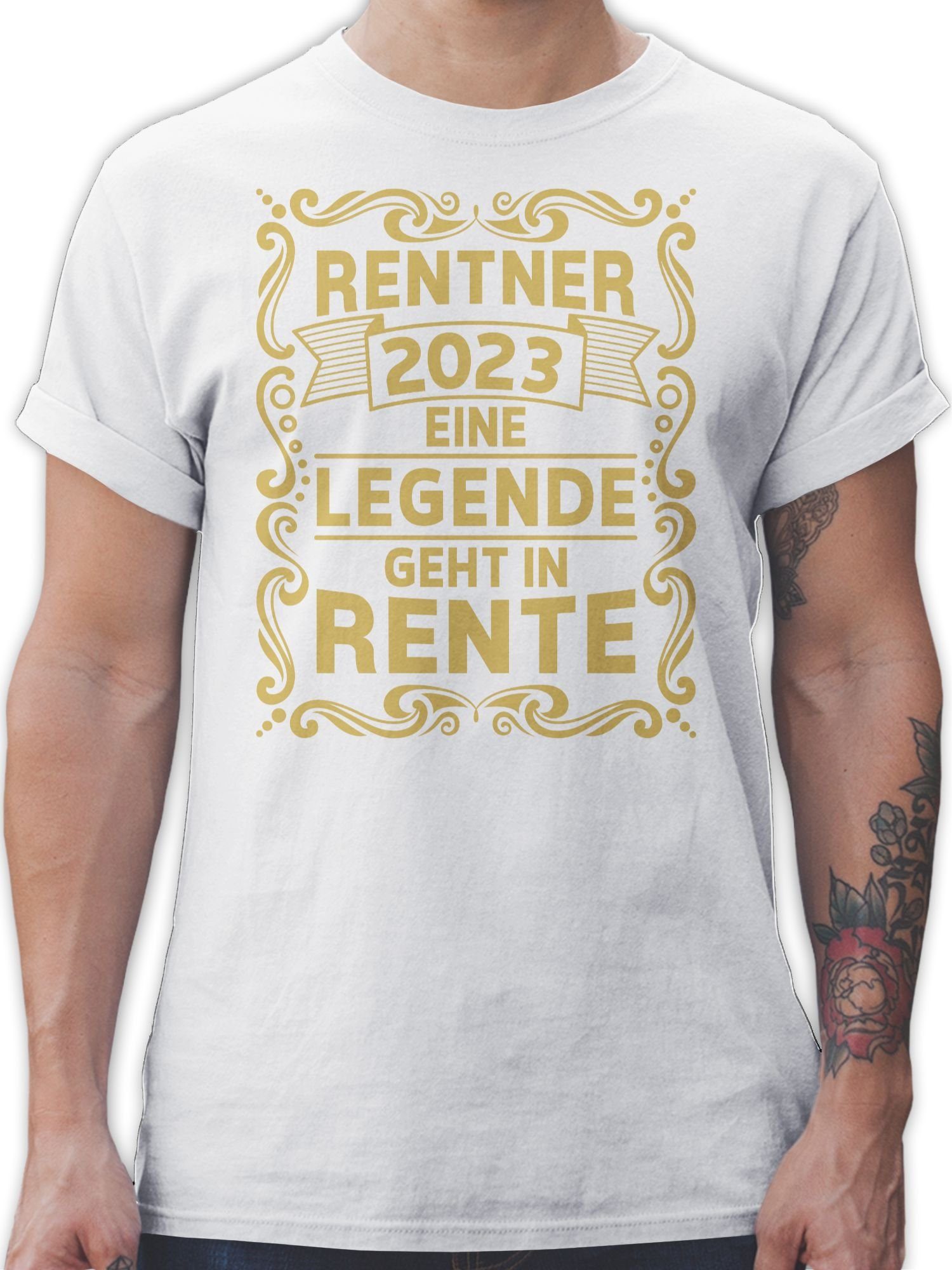 Shirtracer T-Shirt Rentner 2023 Eine Legende geht in Rente Rentner Geschenk 03 Weiß
