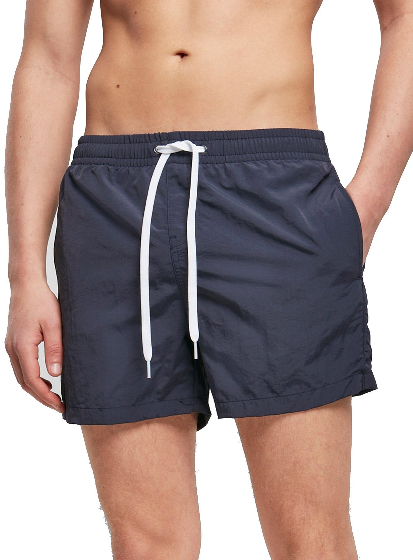 (1-St) Badeshorts Strandshorts Schwimmhose Freizeit Badeh Reslad navyblau Kurze Reißverschluss-Fach Badeshorts Herren mit Badeshorts Reslad