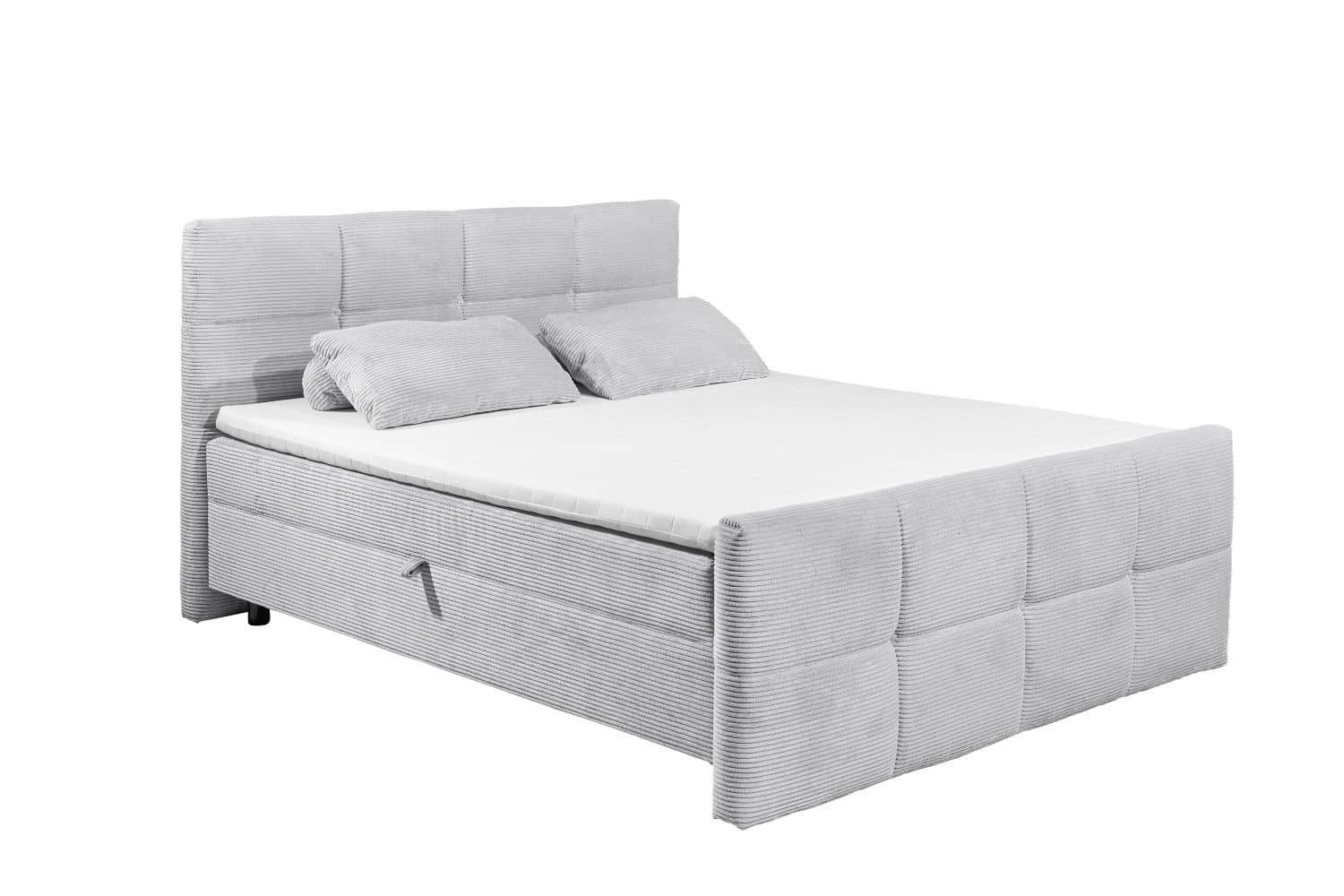 ED EXCITING DESIGN Boxbett Tijuana 160/180x200 mit Topper & 7-Zonen-Tonnentaschenmatratze (Komplettbett inkl. Stauraum, Topper und Matratze), Komplettbett, Bettkasten + HR-Topper + Tonnentaschen-Federkernmatratze
