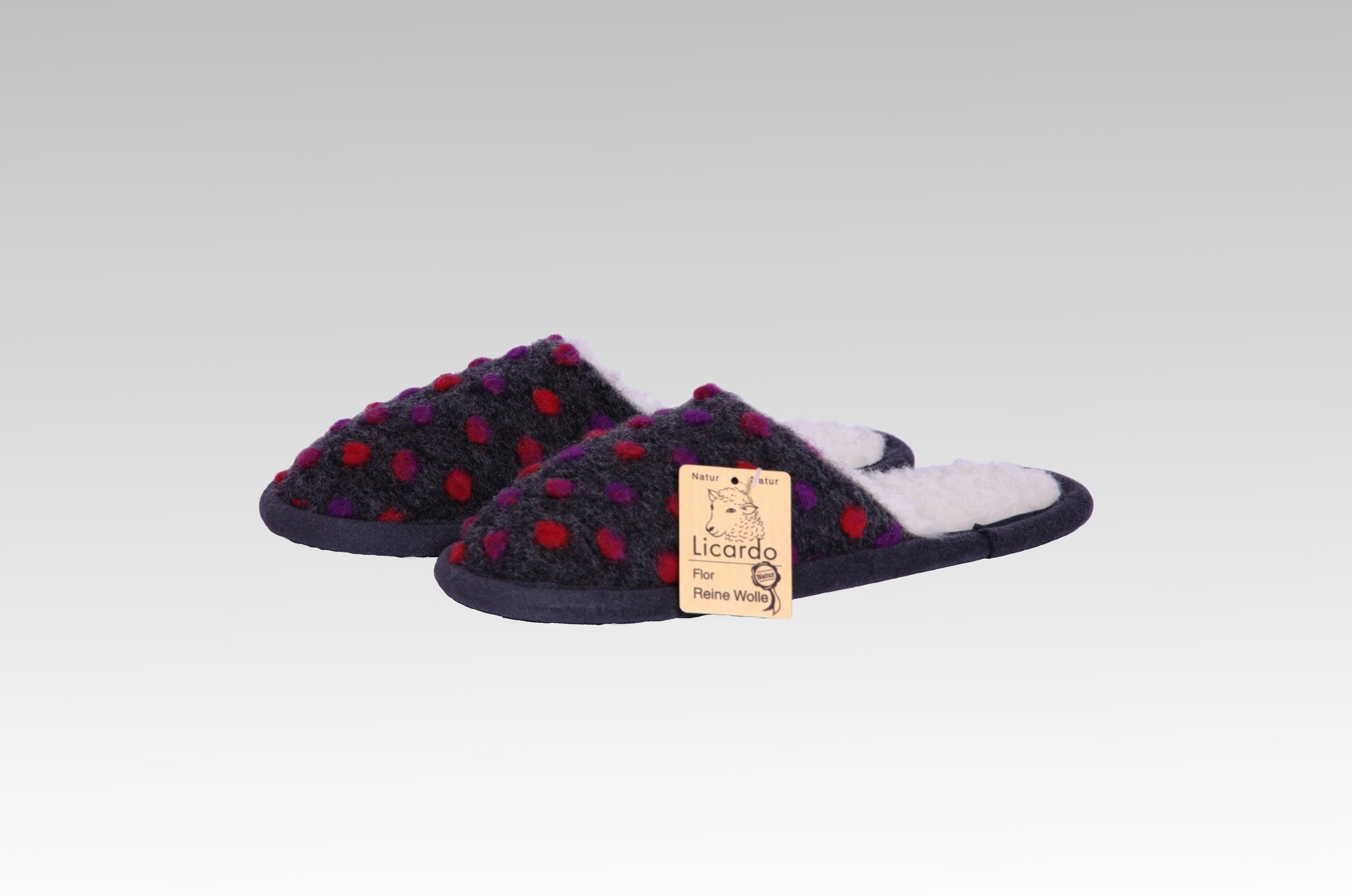 Licardo Hausschuhe Pantoffel Wolle Noppen anthrazit Hausschuh (1 Paar, 0-tlg) für warme Füße