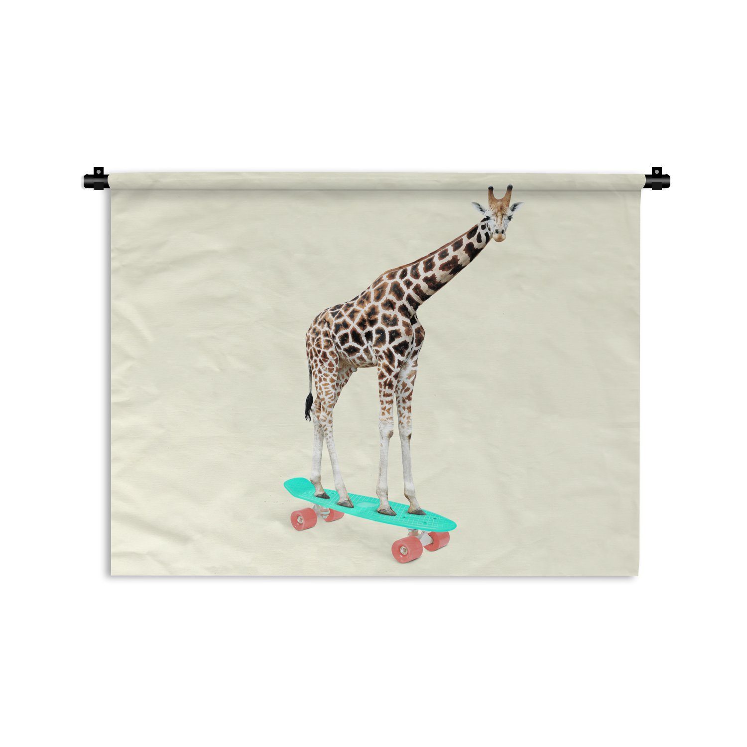 MuchoWow Wanddekoobjekt Giraffe - Muster - Skateboard - Rosa - Tiere, Wanddeko für Wohnzimmer, Schlafzimmer, Kleid, Wandbehang, Kinderzimmer