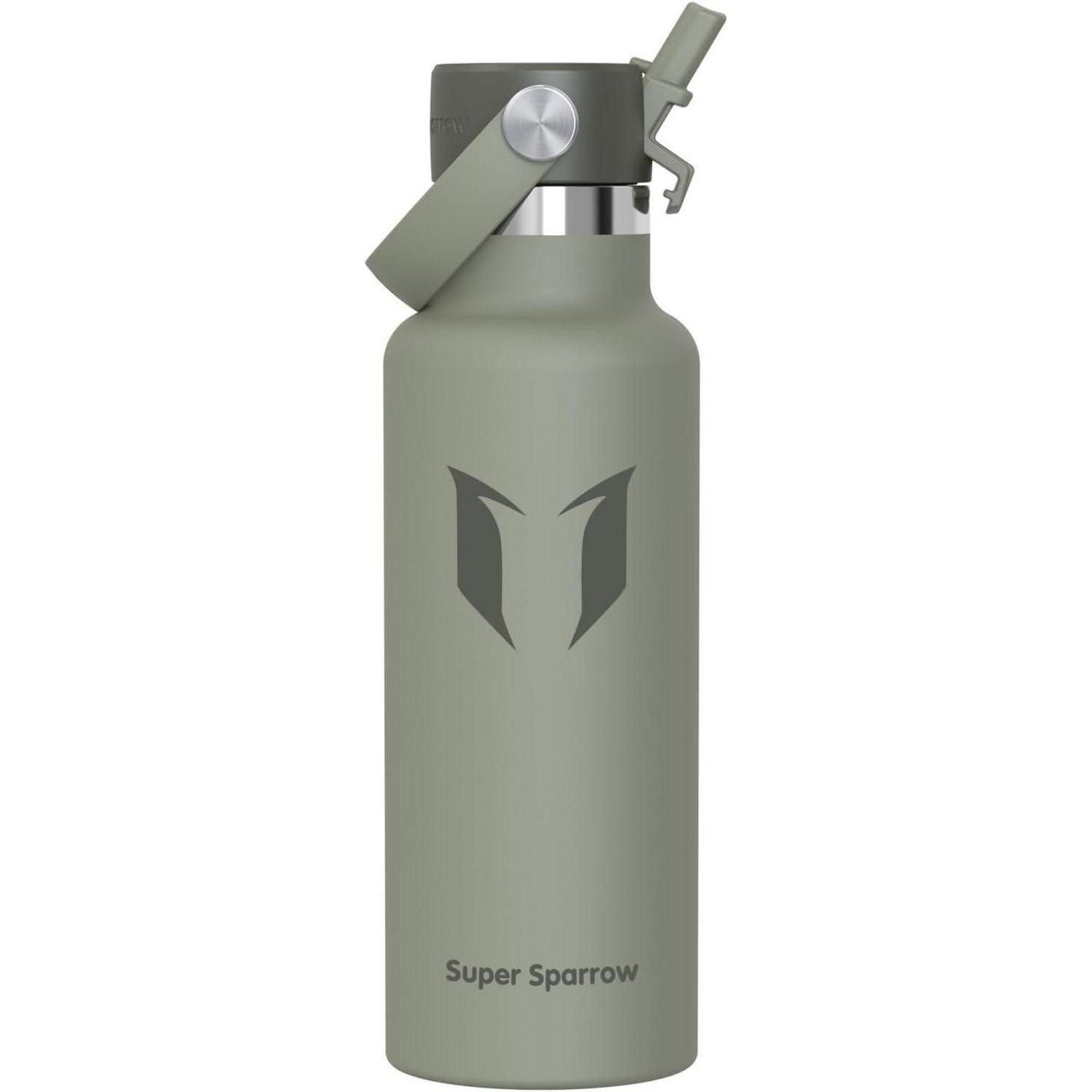 LuxusKollektion Thermoflasche Trinkflasche Edelstahl Strohhalm BPAfrei 350ml 750ml 500 ml C- Salbei