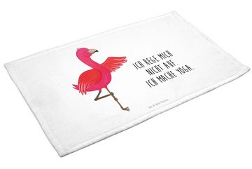 Mr. & Mrs. Panda Handtuch Flamingo Yoga - Weiß - Geschenk, Gästetuch, Kinder Handtuch, Yoga-Übu, (1-St), Kreative Sprüche