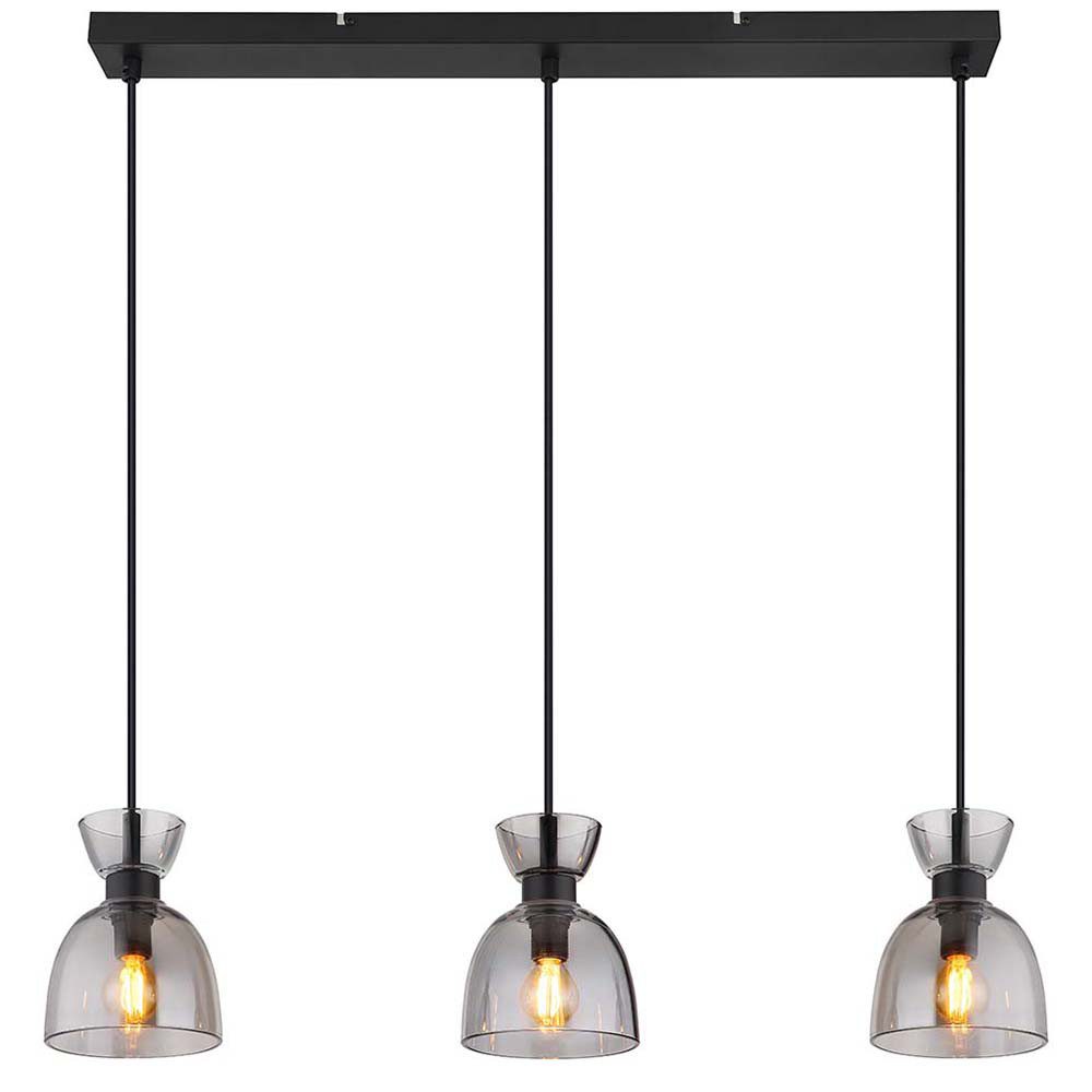 GLOBO LIGHTING Pendelleuchte, Leuchtmittel inklusive, Warmweiß, LED Pendelleuchte Esszimmerlampe 3-flammig schwarz Glas H 120 cm