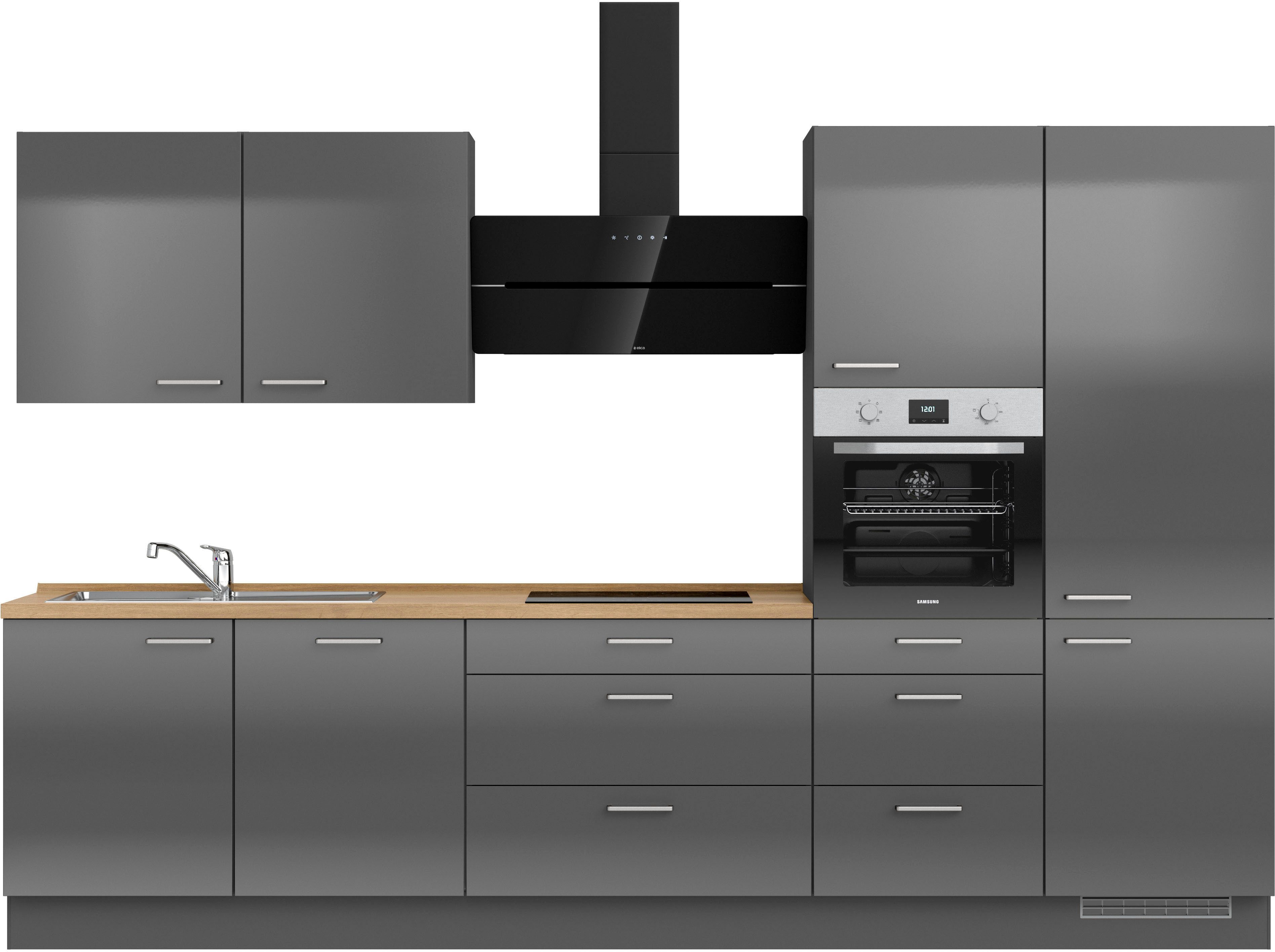 nobilia® Küchenzeile "Flash II", NEU: individuell anpassbar mit gratis Profi-Beratung, vormontiert, Breite 330 cm, Ausrichtung wählbar, wahlw. mit E-Geräten
