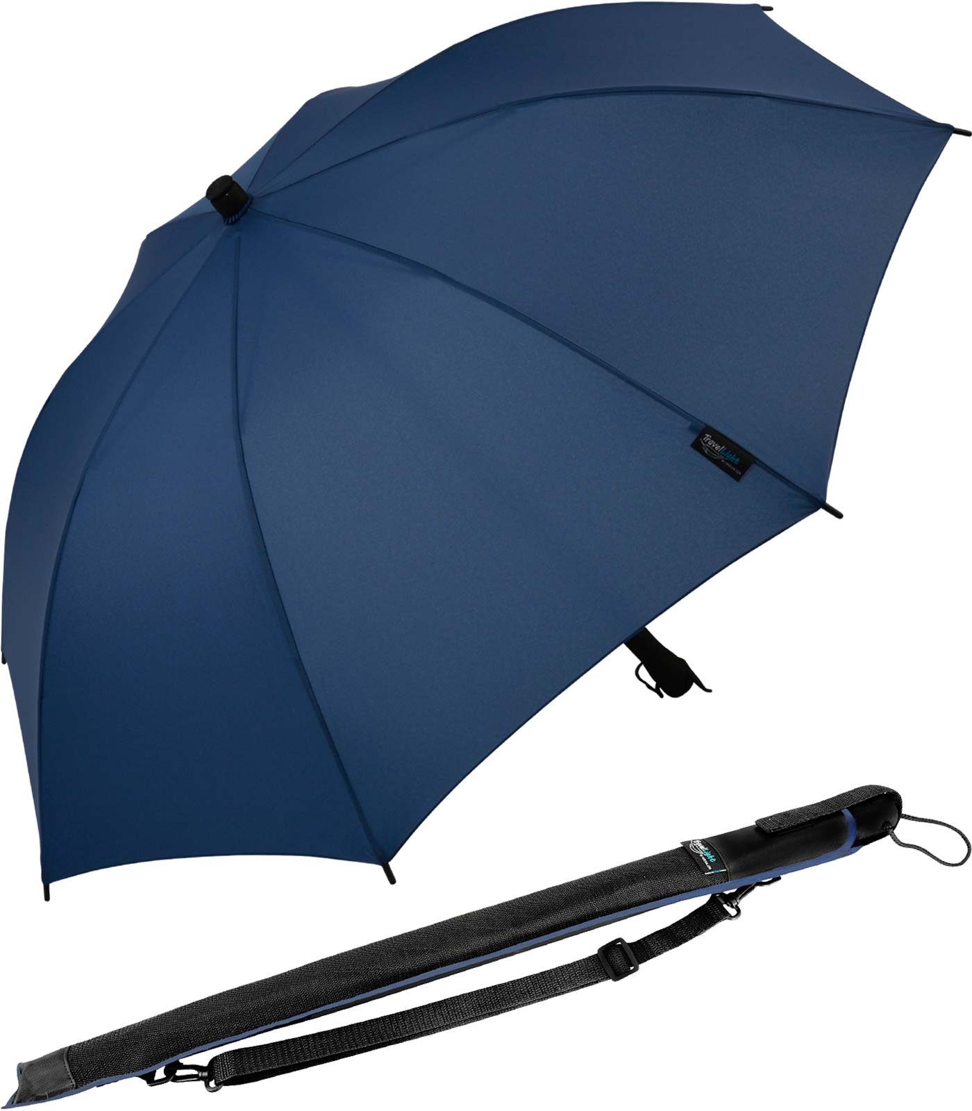 Impliva Langregenschirm TravelLight Schirm leichter extrem extrem-leicht blau Hülle, mit g 265