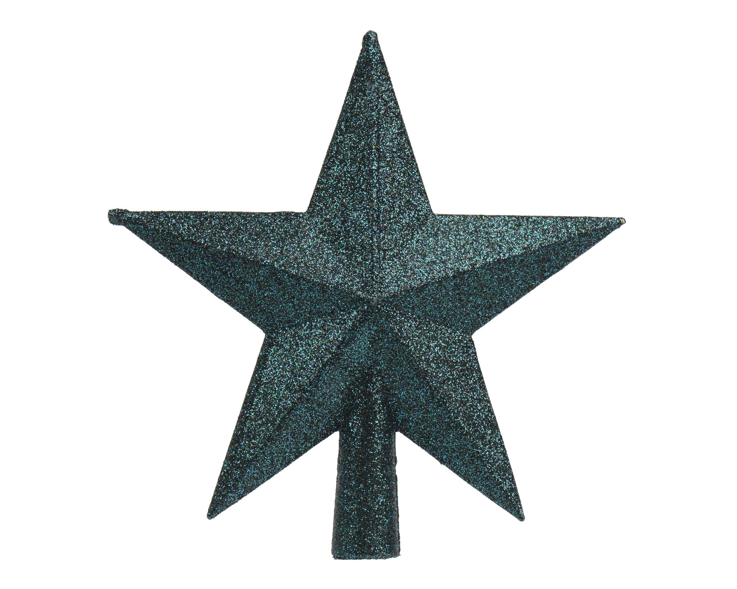 Kaemingk Christbaumspitze, Christbaumspitze Stern mit Glitzer 19cm Kunststoff - Smaragd