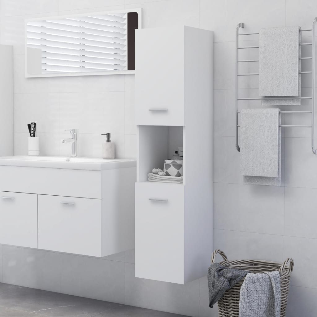 vidaXL Mehrzweckschrank NA Badezimmerschrank Hochschrank Regal Nischenschrank Weiß 30x30x130 c