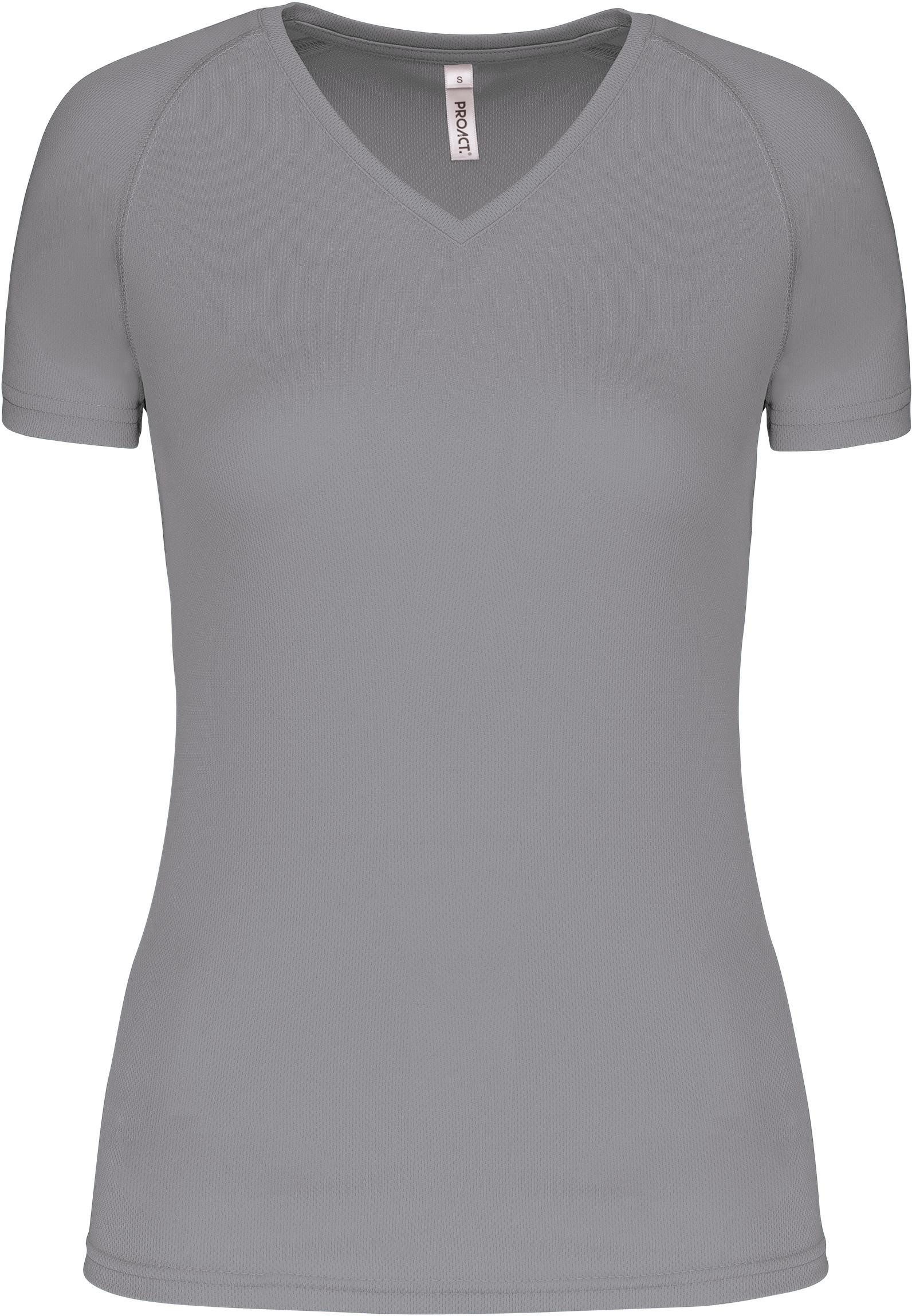 Trainingsshirt Damen Kurzarm-Sportshirt mit V-Ausschnitt