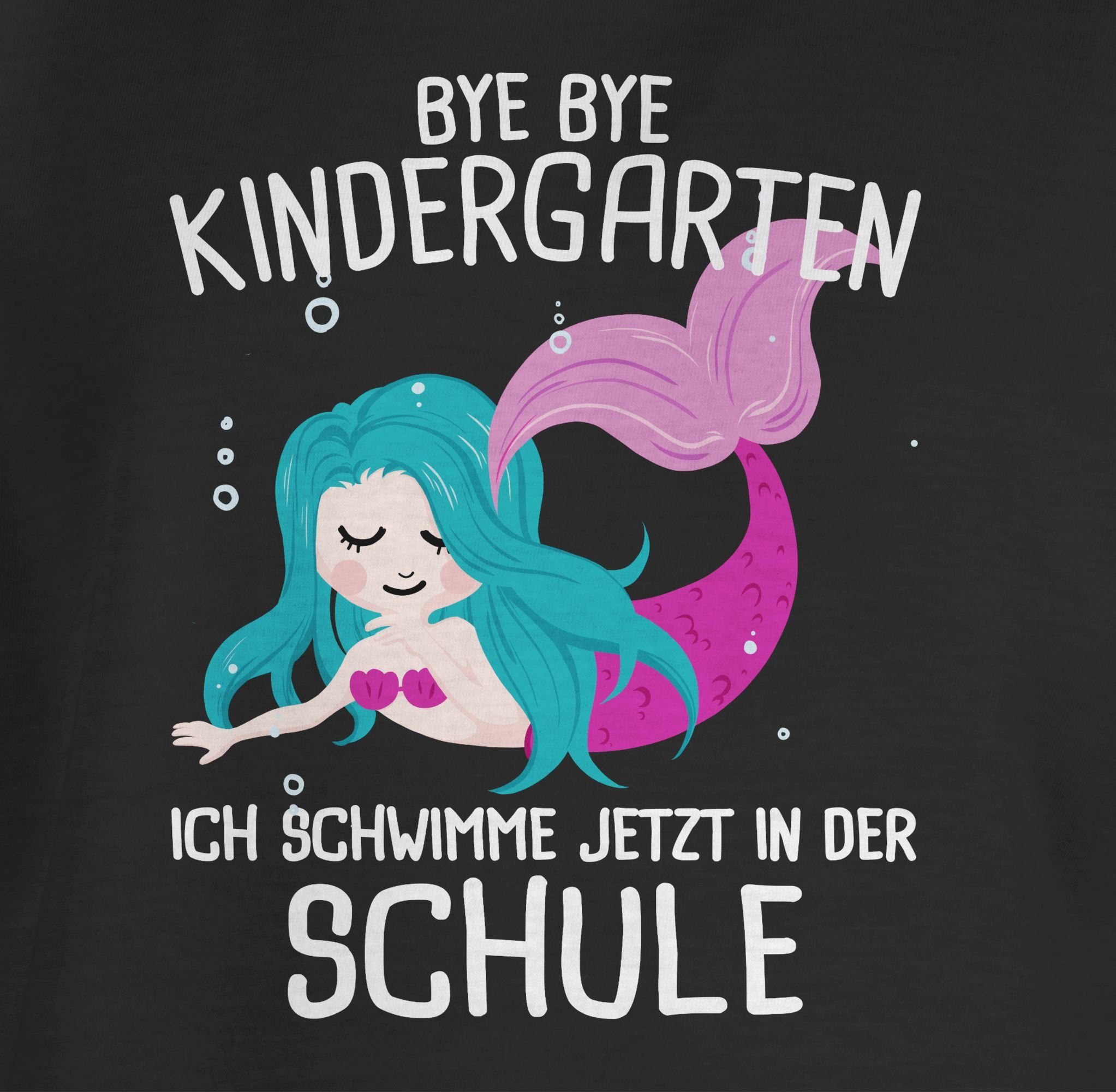 Shirtracer T-Shirt Bye Bye jetzt der Schwarz schwimme ich Mädchen Schule 3 Einschulung in Kindergarten