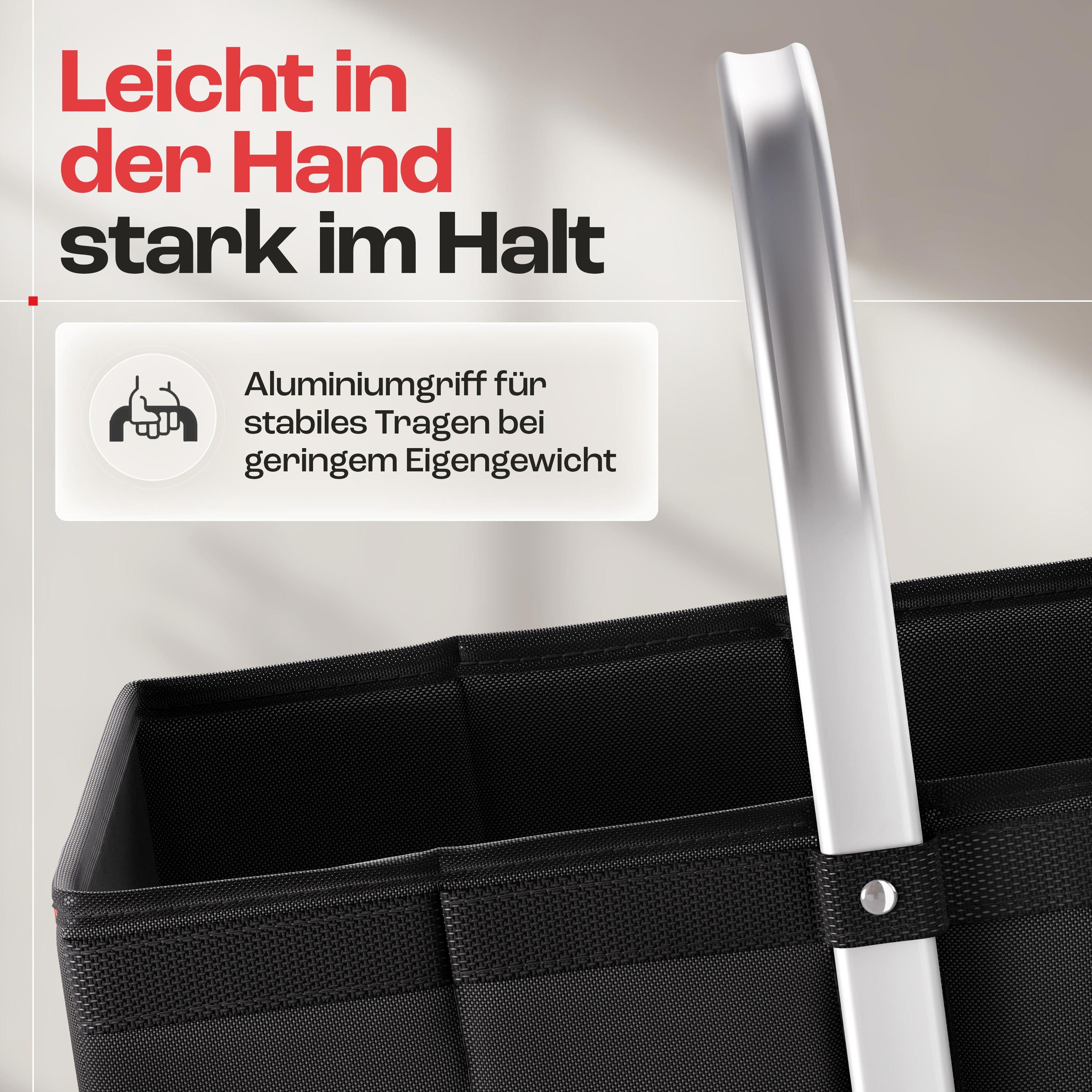 achilles Einkaufskorb Handle-Box Einkaufs-Korb mit Aluminium Griff Faltbarer Shopper