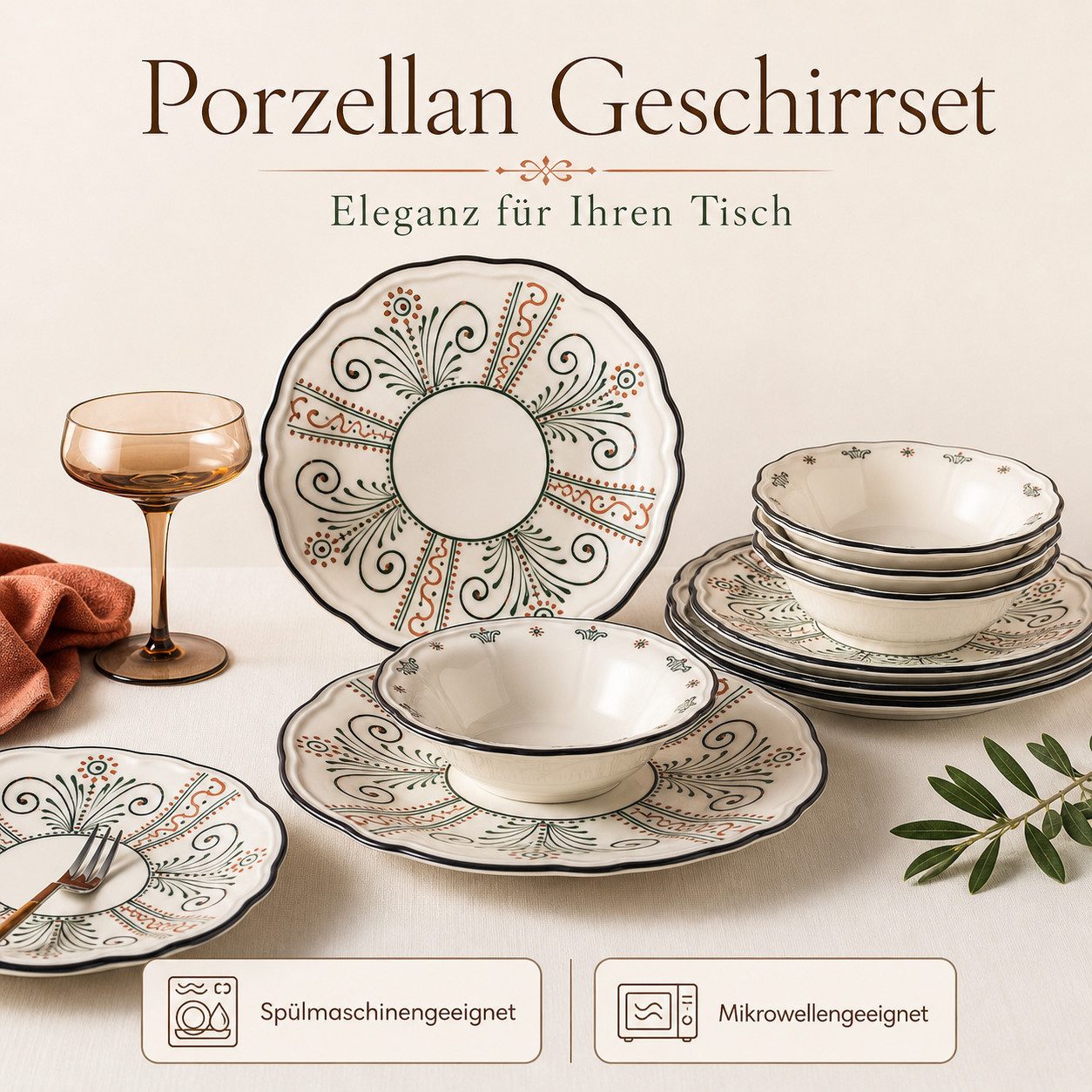 Hermia Concept Geschirr-Set Helen (24-tlg), 6 Personen, Porzellan, Tafelset, 24 Teile, für 6 Personen