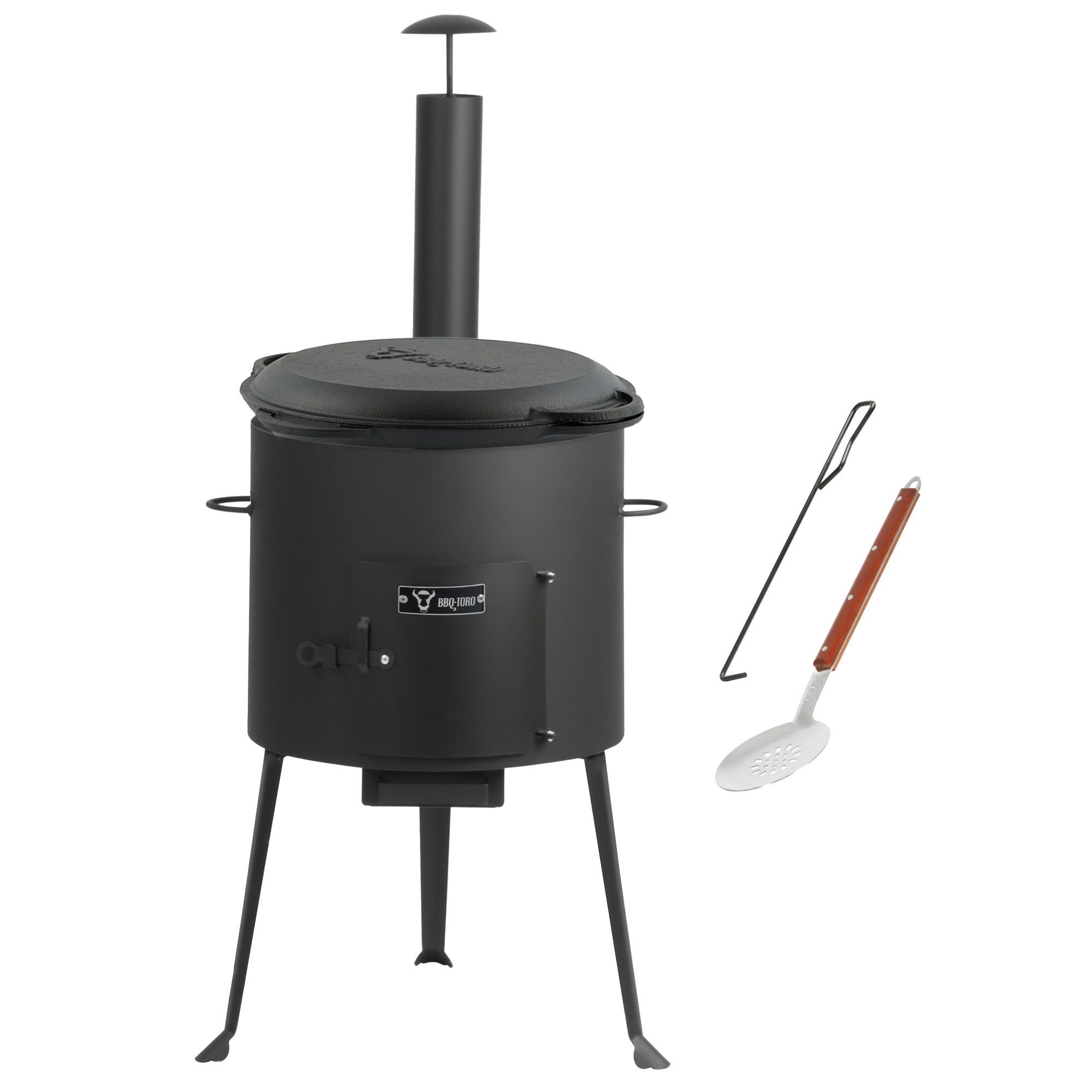 BBQ-Toro Feuerstelle Gusseisen Kazan 6,9L mit Kazan Ofen Ø 34 cm, Gusstopf mit Deckel