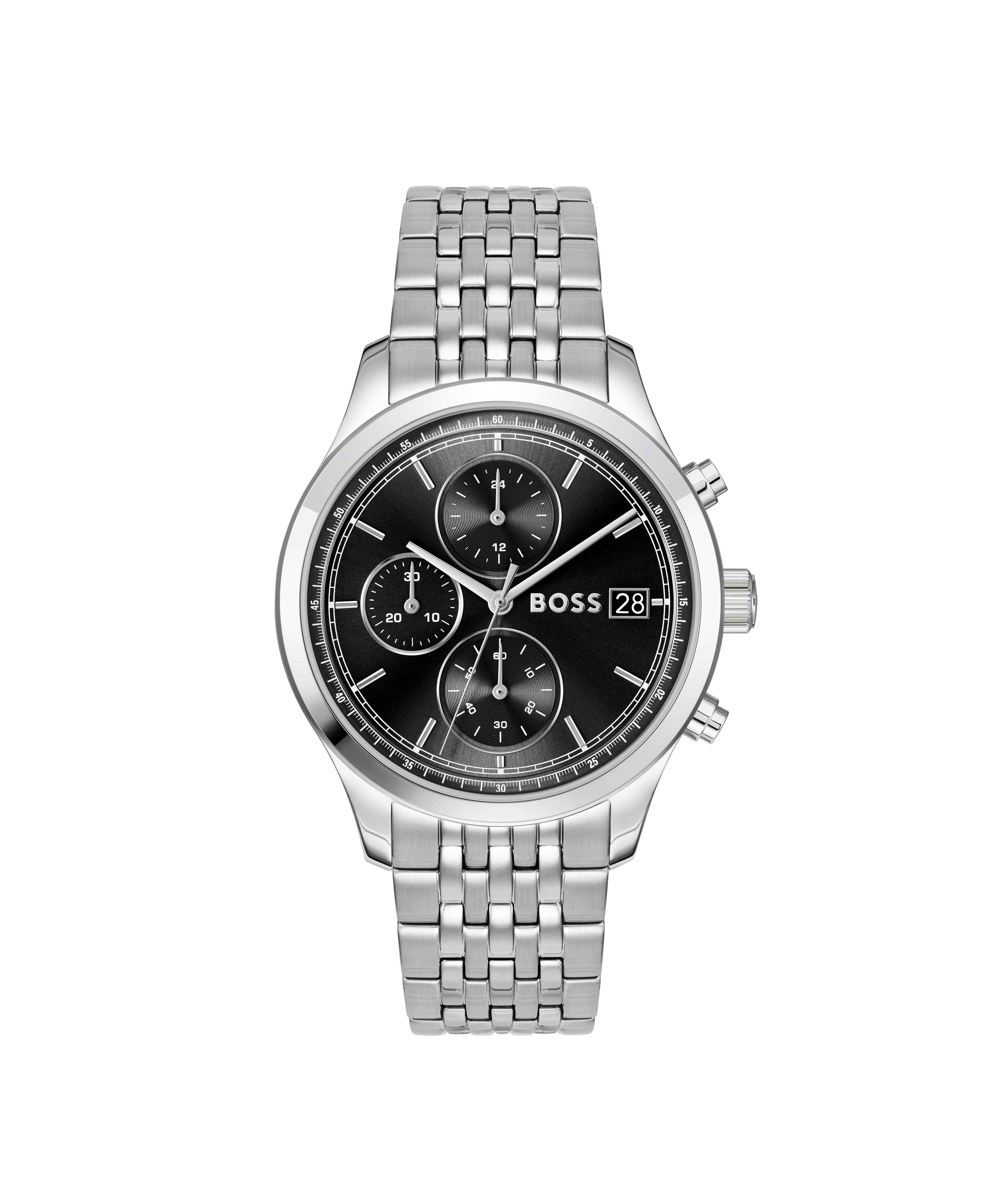 BOSS Chronograph STRATUS 1514328, Quarzuhr, Armbanduhr, Herrenuhr, Edelstahlarmband, analog, Tag