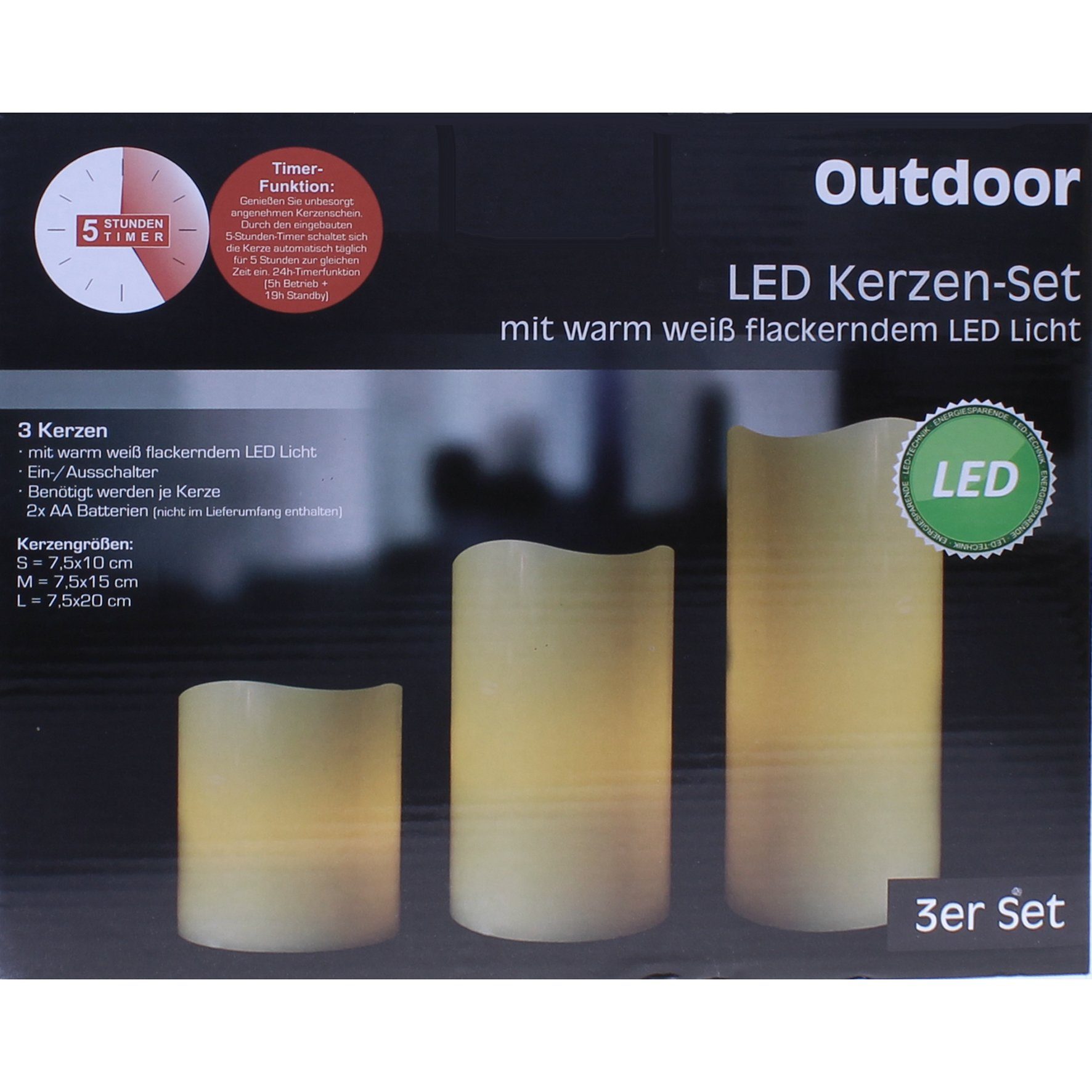 CEPEWA LED-Kerze 3x Kunststoff Timer-Funktion Batteriebetrieb günstig online kaufen
