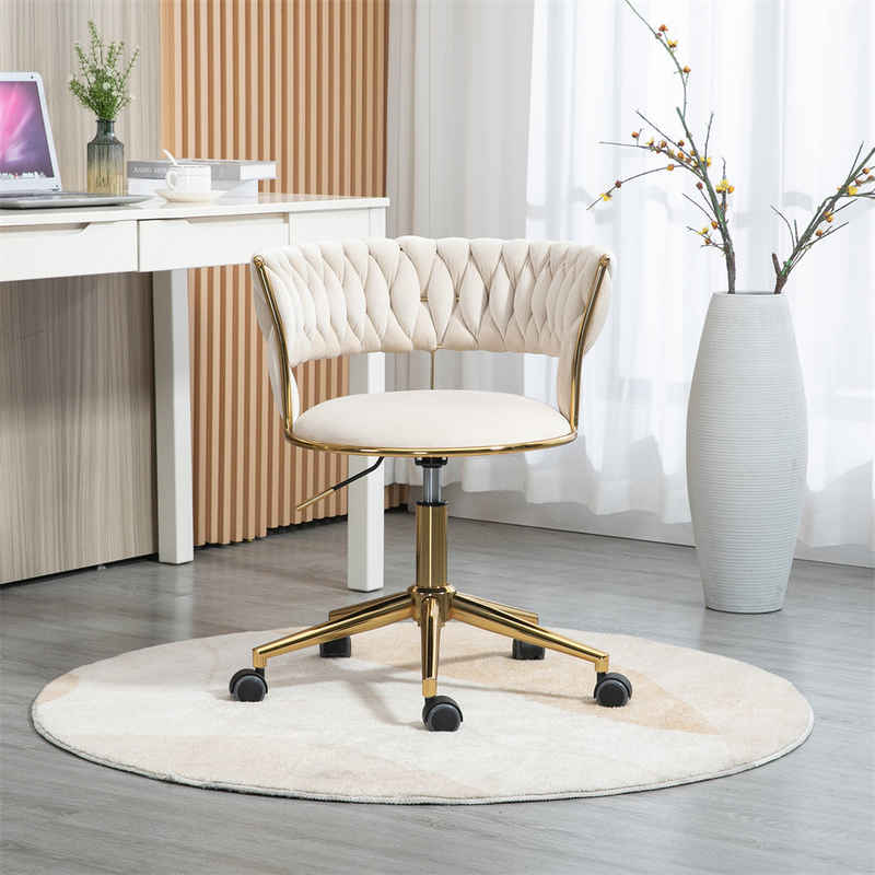XDeer Stuhl Weicher Samt Bürostuhl, drehbar 360°, verstellbare einem, ausgehöhltes Rückendesign, handgewebte Rückenlehne