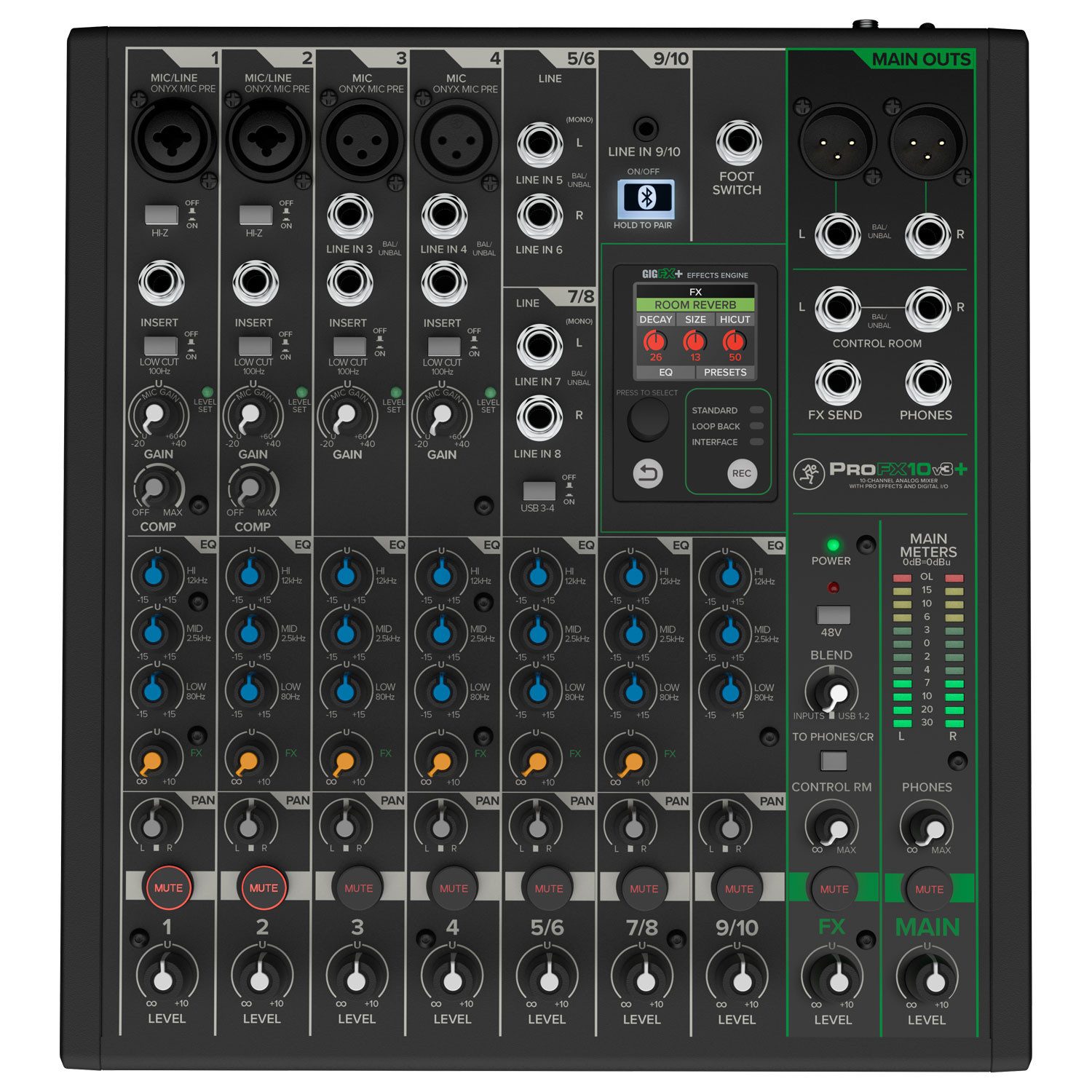 MACKIE Mackie Mischpult ProFX10V3+ 10-Kanal Analogmixer Digitales Aufnahmegerät (Mischpult 10-Kanal Analogmixer)