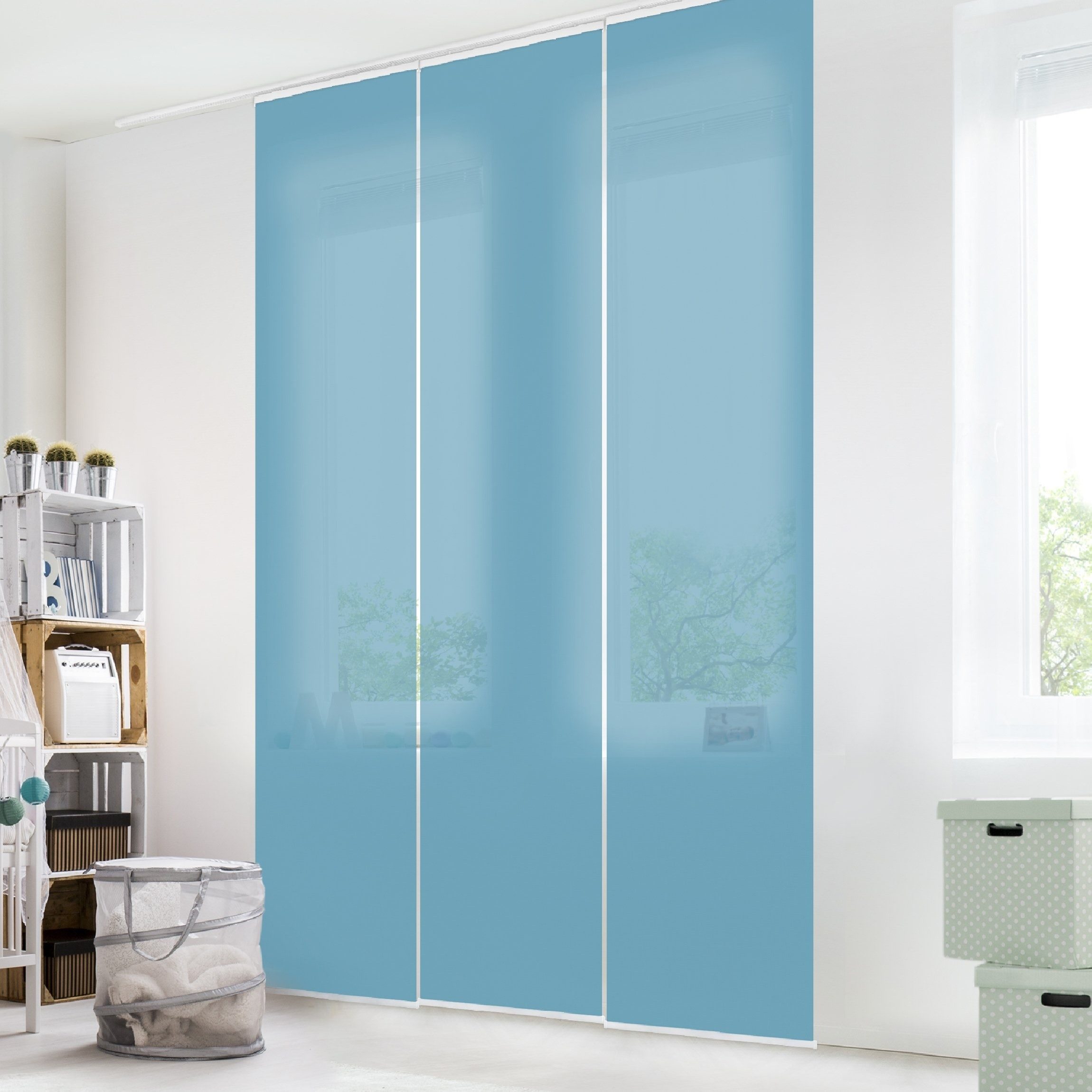 Bilderdepot24 Schiebegardine modern Flächenvorhang blickdicht Meerblau, günstig online kaufen