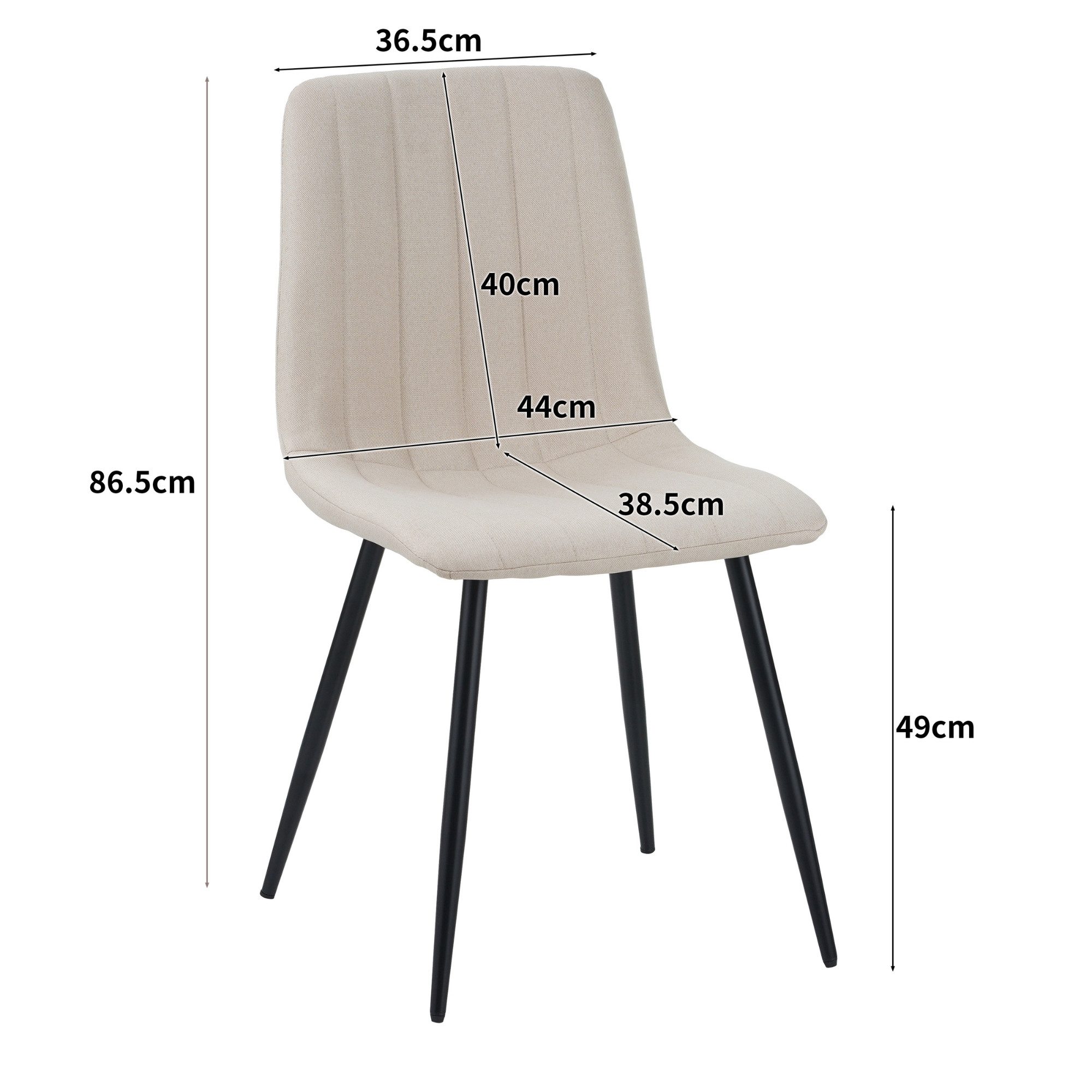 Albatros International Esszimmerstuhl Esszimmer Stühle 4 er Set GARDA, Stuhl Stühle Esszimmerstühle, Küche (4er Set, Beige, Stoff Bezug), Küchenstuhl Küchenstüh – Bild 5 von 5