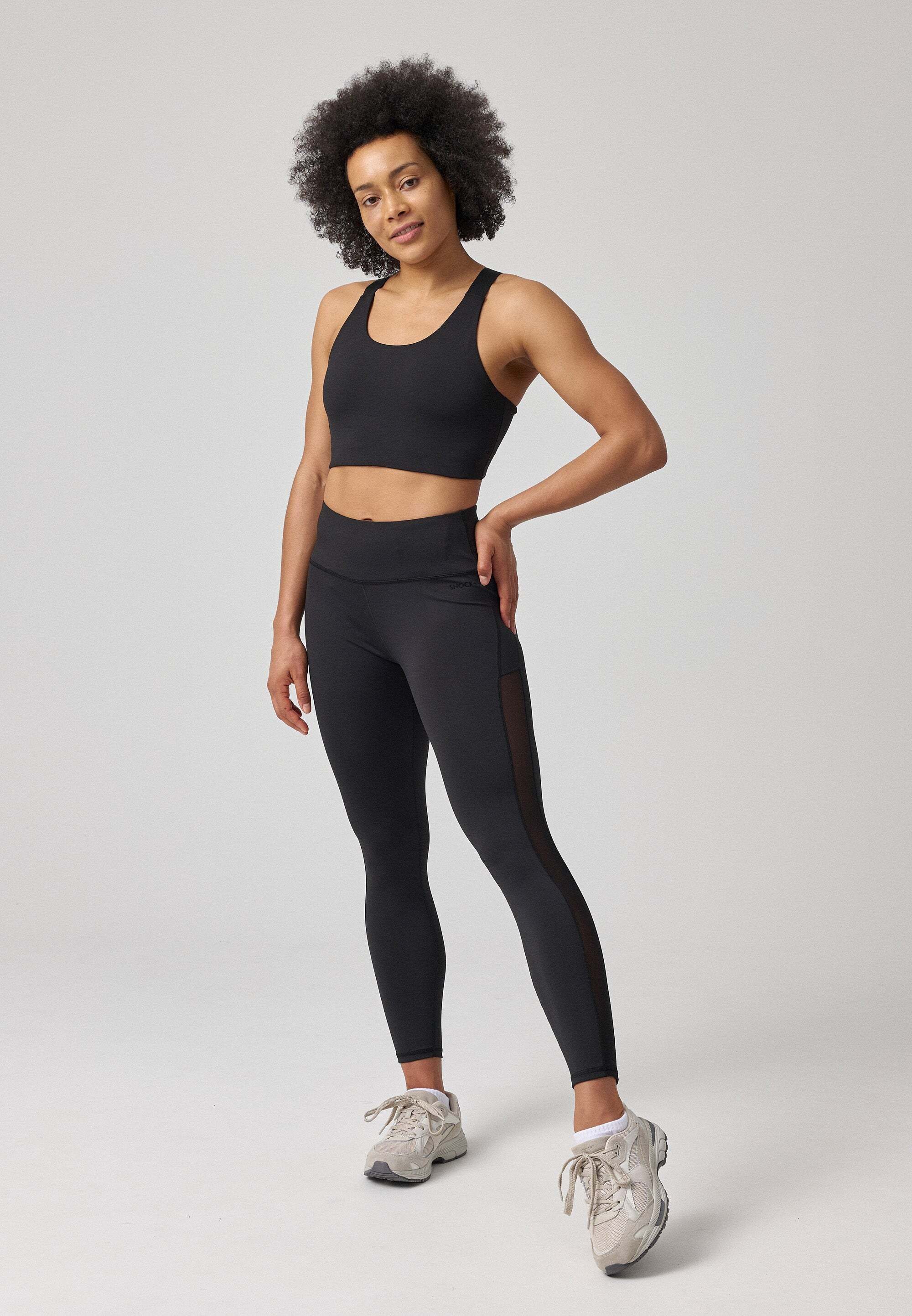 SNOCKS Sporthose Sportleggings Trainingshose für Damen (1-tlg) mit seitlichem Mesheinsatz, aus blickdichtem Stretchmaterial