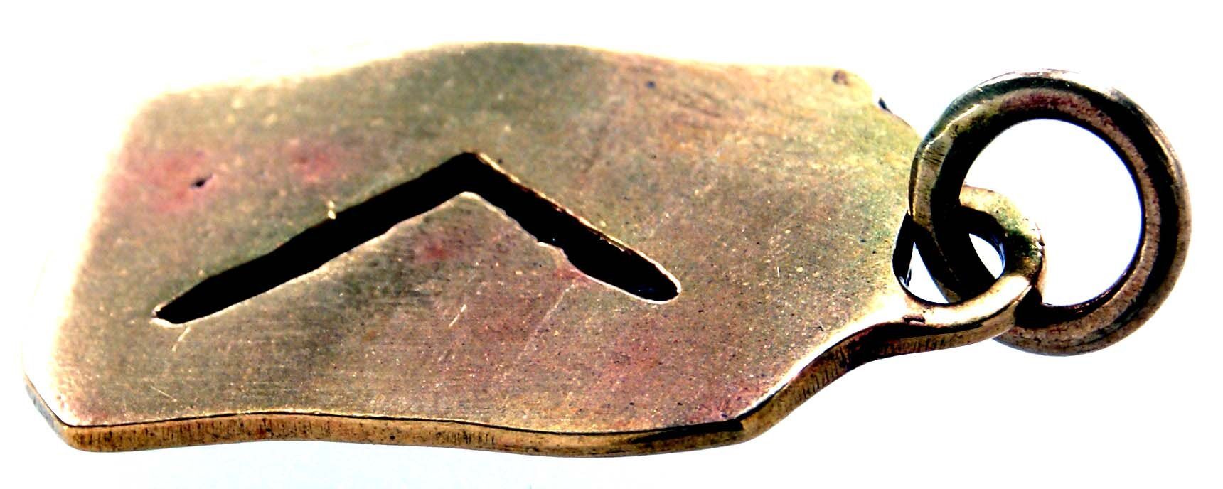 Kiss Rune Runen Fackel / of Kettenanhänger Buchstabe Bronze Leather Kenaz Ken Anhänger