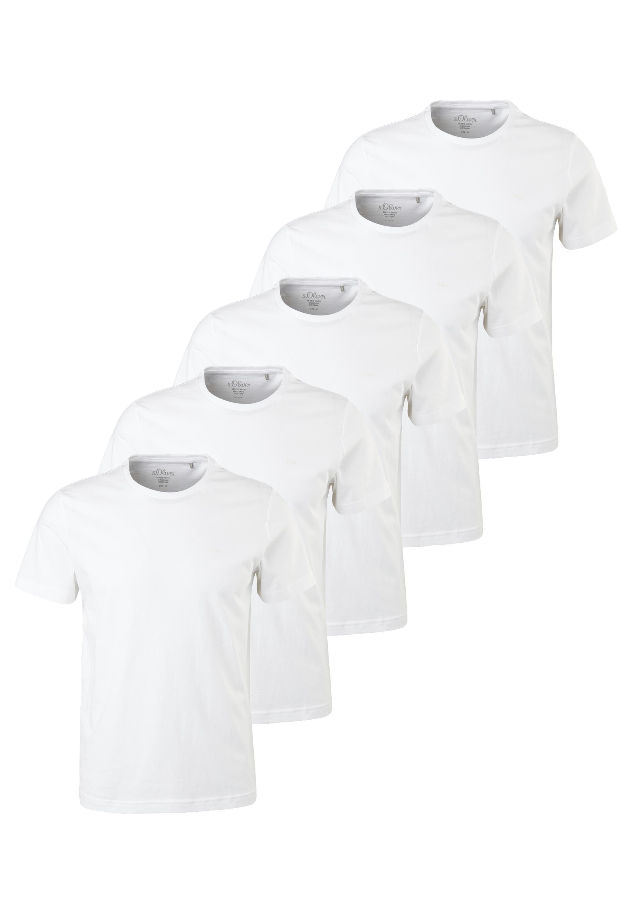 s.Oliver T-Shirt 5er Pack Basic (Spar-Set, 5-tlg) T-Shirt - Baumwolle - Atmungsaktiv - Weiche Jersey Qualität