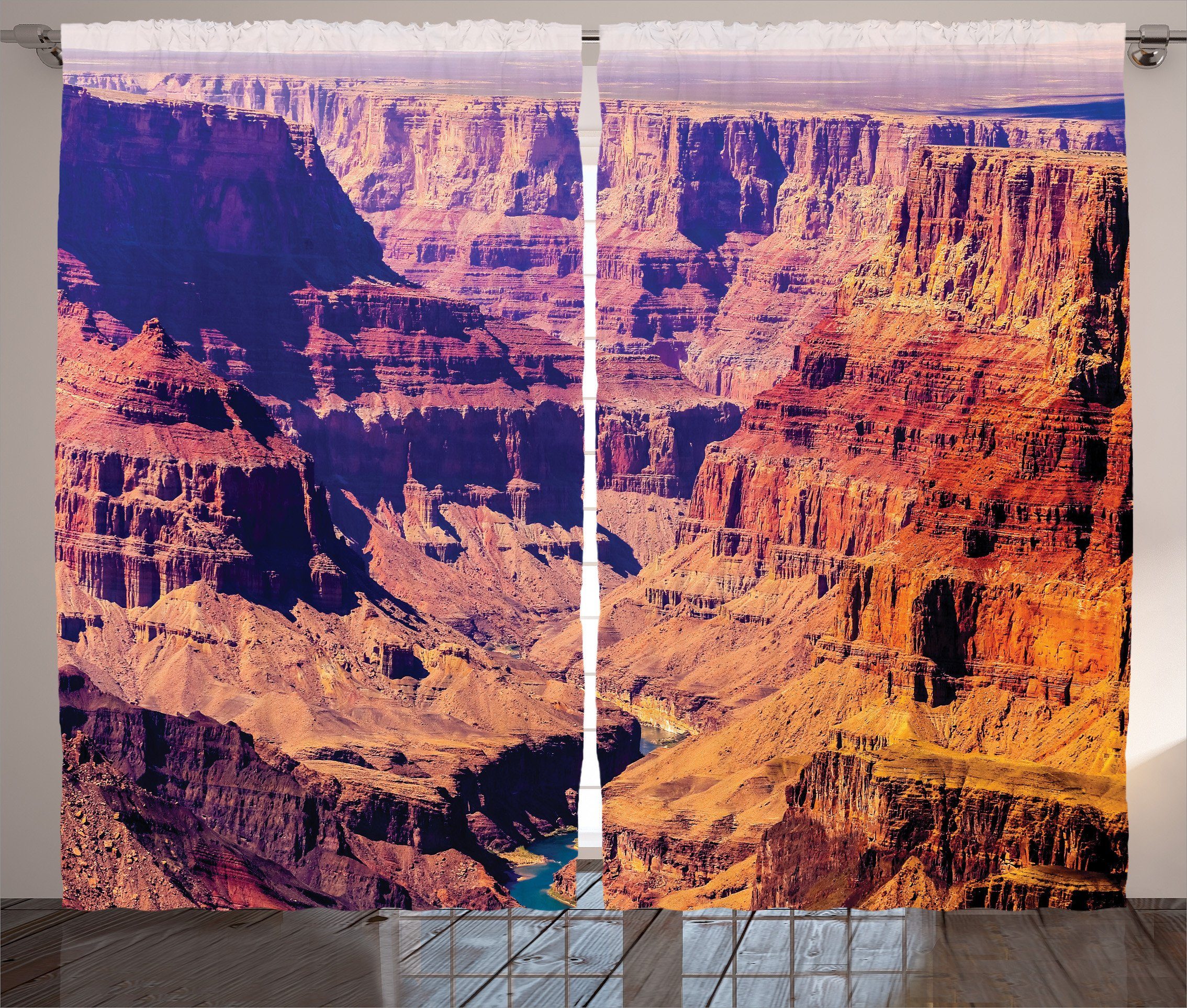 Gardine Schlafzimmer Kräuselband Vorhang mit Schlaufen und Haken, Abakuhaus, amerikanisch Grand Canyon View USA