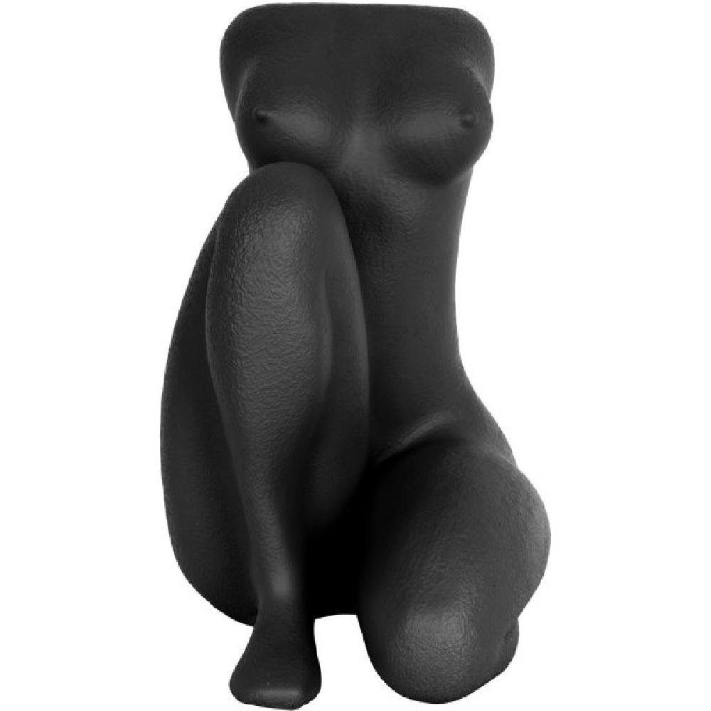 Polyresin (28x22x37cm) Time Lady Present Blumentopf Black Sitting Blumentopf