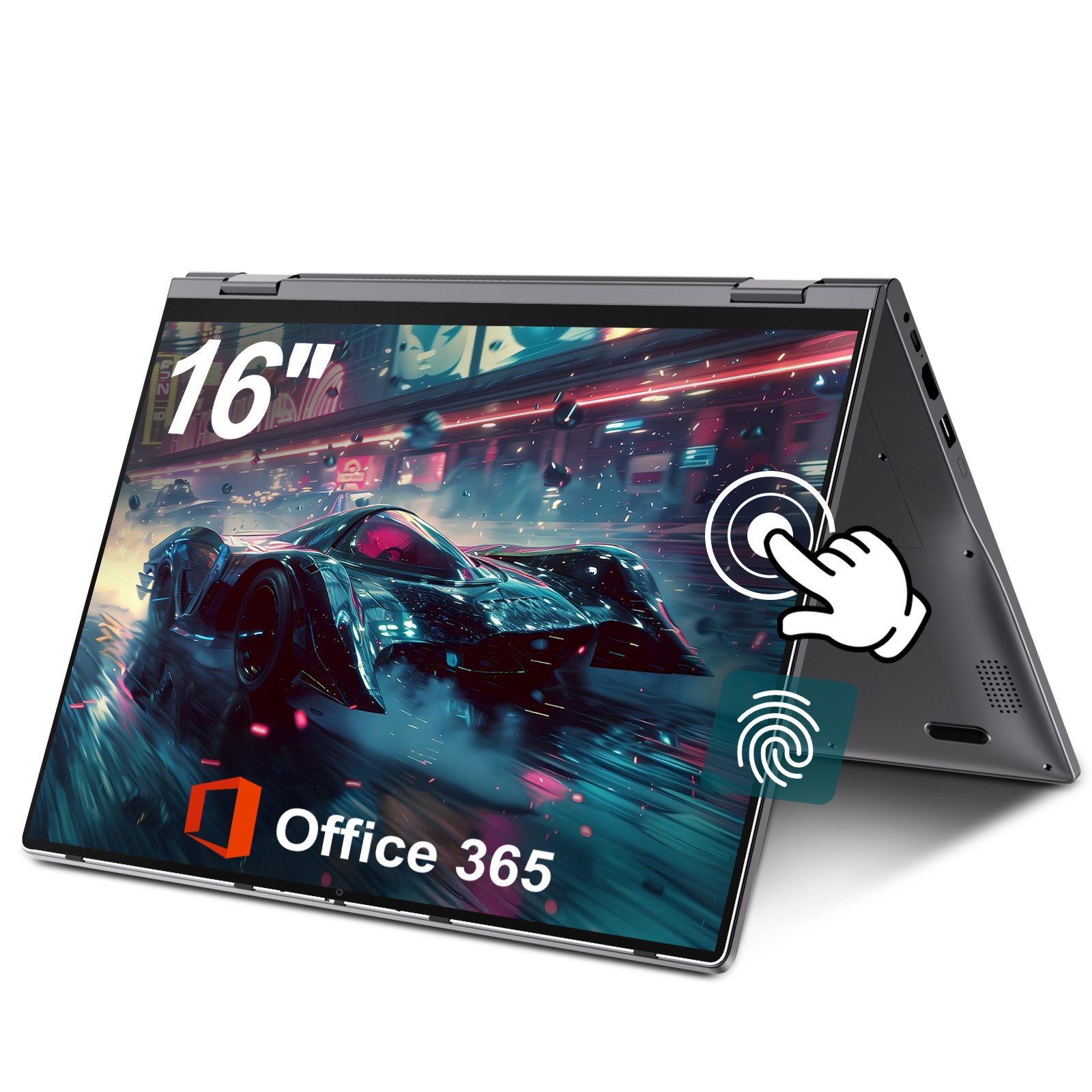 MENGHU 16 Zoll 2-in-1 Laptop Tablet Intel N95 16GB RAM 512GB SSD 128GB eMMC Notebook (Intel UHD Graphics, 640 GB SSD, 4-core CPU)