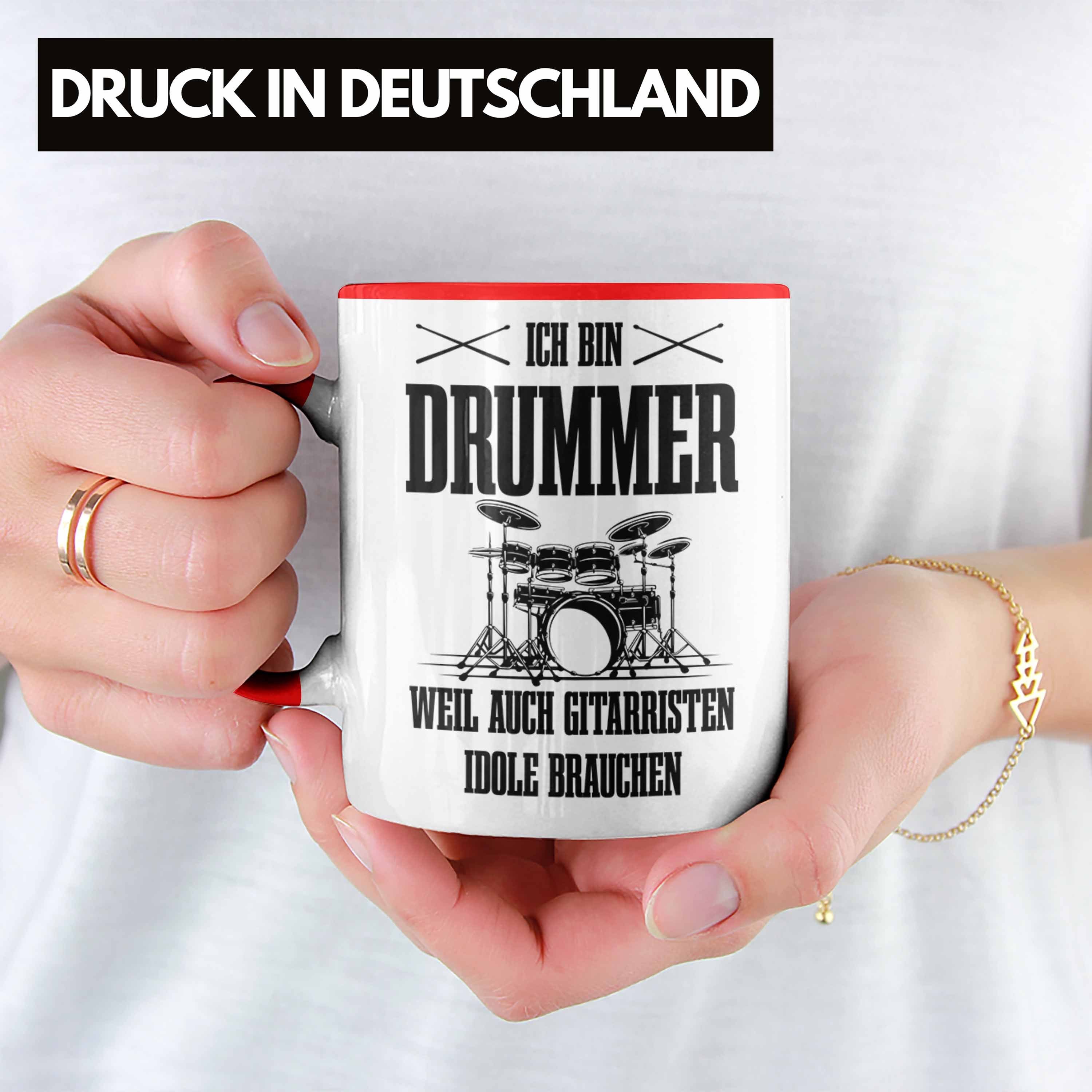 Tasse Rot Auc Trendation Schlagzeugspieler Tasse Drummer Spruch Geschenk Geschenkidee Weil