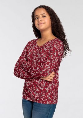 DELMAO Langarmshirt für Mädchen, weiche Viskose mit Blumendruck