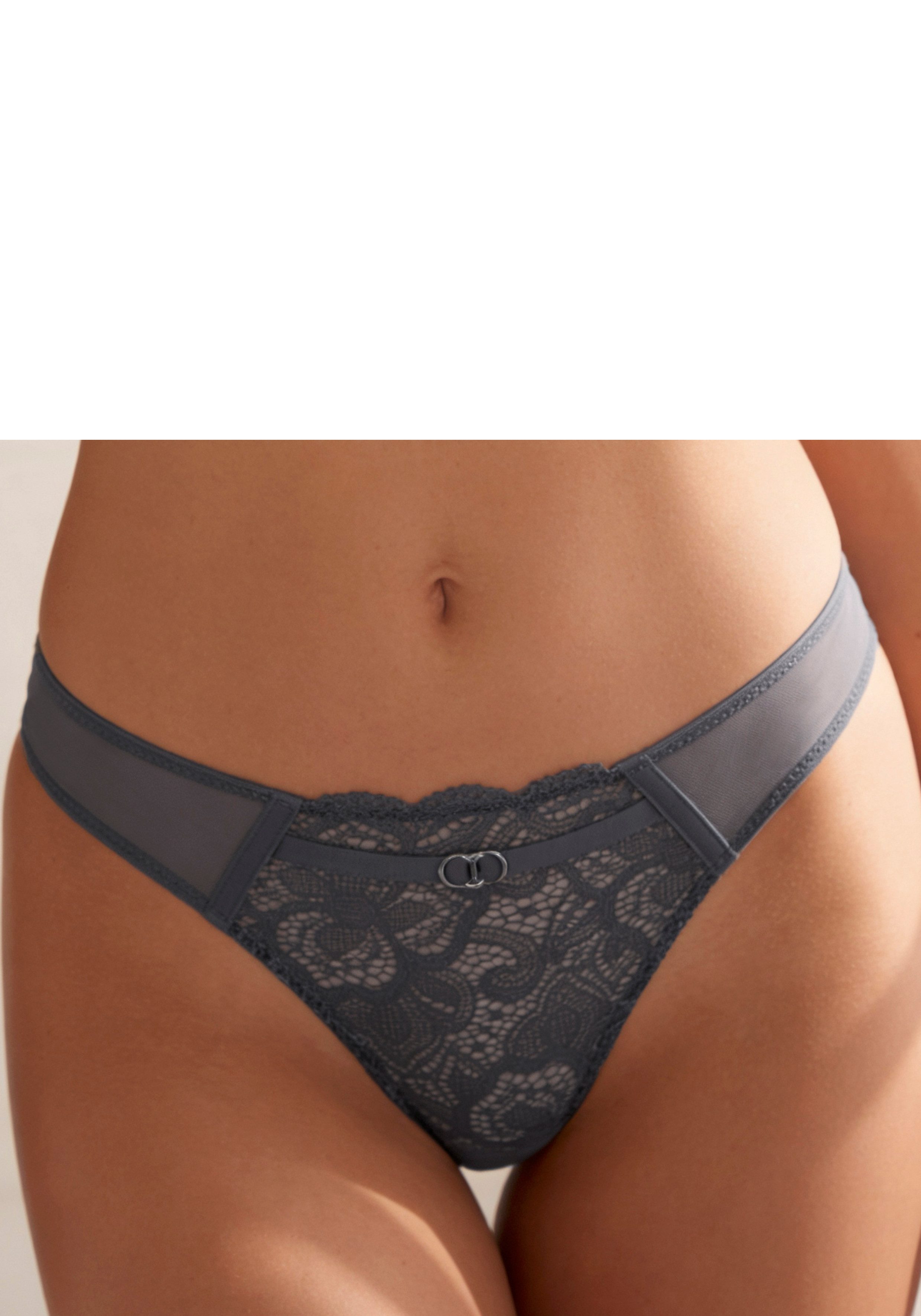 LASCANA String Nikoletta aus floraler Spitze und feinem Mesh in transparenter Optik