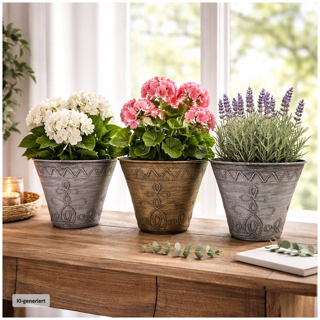HTI-Living Blumentopf Blumentopf Nessa Ornamente Gold Silber 3er-Set (Set, 3 St., 3 Übertöpfe), Übertopf Kunststoff