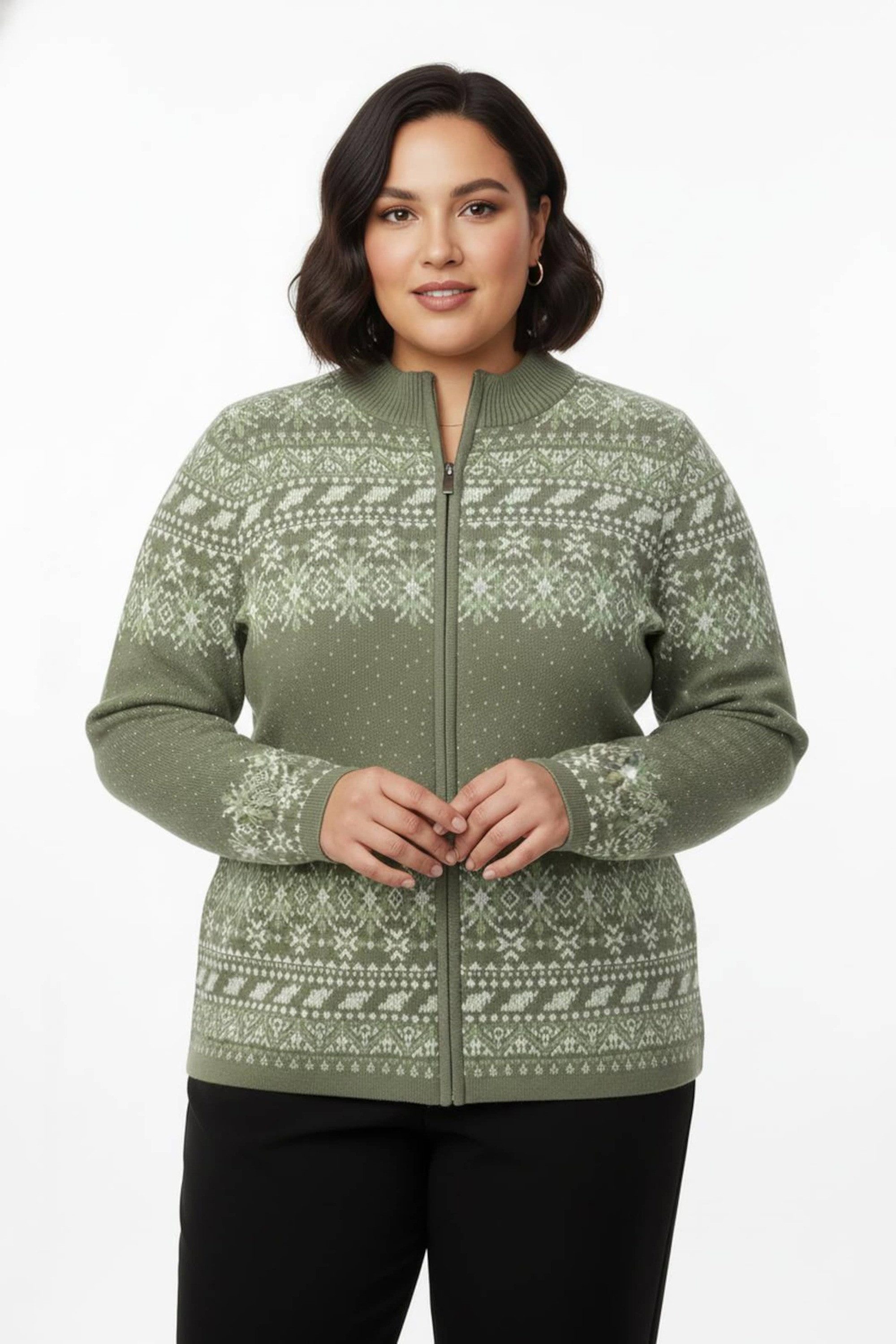 Sieh an! Strickjacke Jacquard-Strickjacke Langarm Jacquard