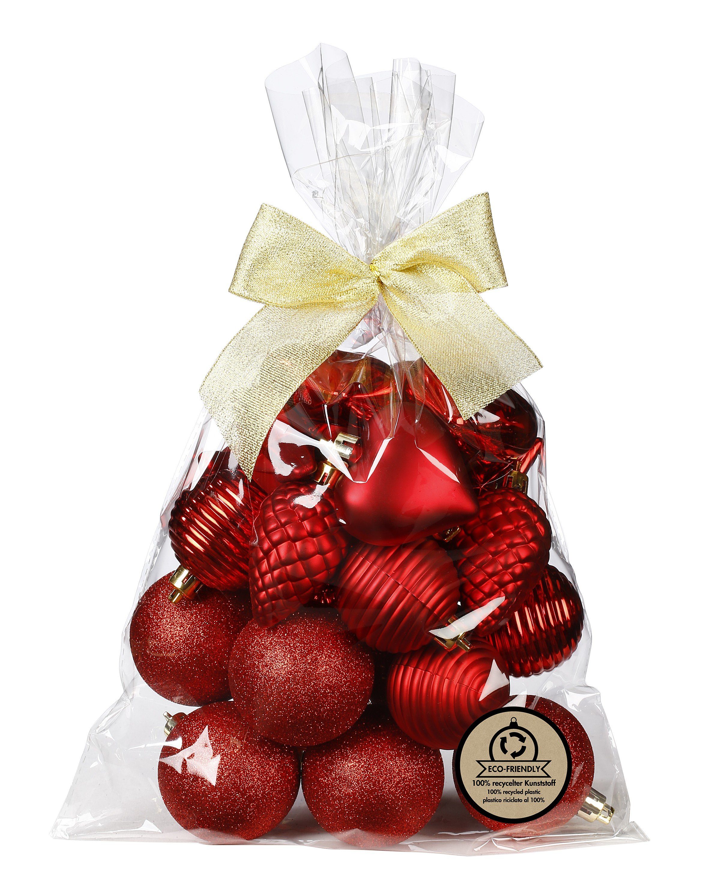 5-7cm und Weihnachtsbaumkugel, MAGIC by - Rot Set 30er Kunststoff Formen Weihnachtskugeln Inge