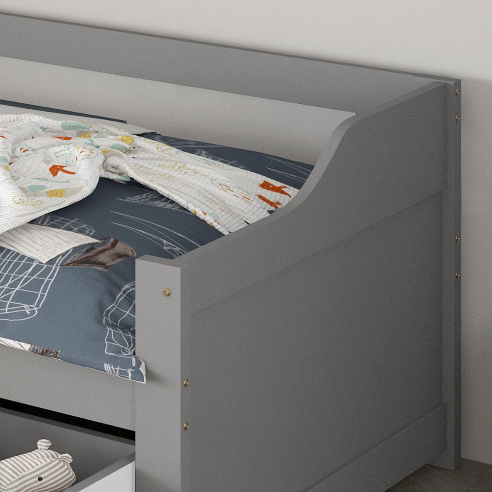 HOME DELUXE Bett Kinderbett COSMOS mit Schubladen 90 x 200 cm (inkl. Lattenrost & wahlweise mit Matratze, 1-tlg), Bett mit Schubladen & viel Stauraum, Einzelbet – Bild 4 von 5