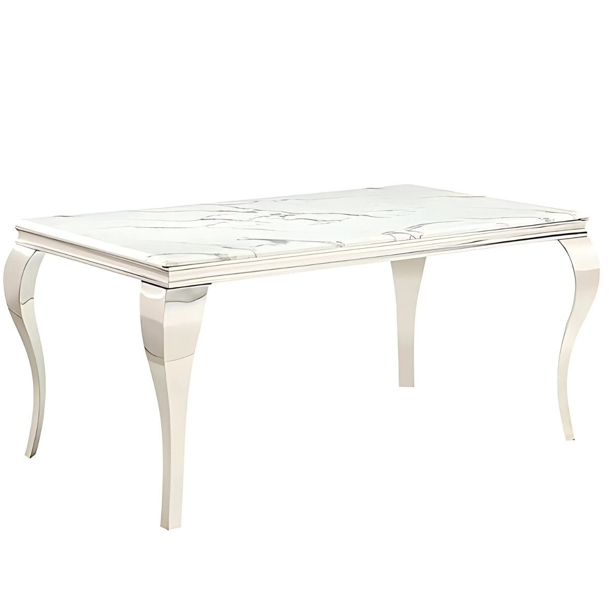 alesvelt Esstisch Milano mit edlen Edelstahlbeinen Glas/Marmoroptik Tischplatte 160cm (1er Set), 160 x 90 x 76 cm
