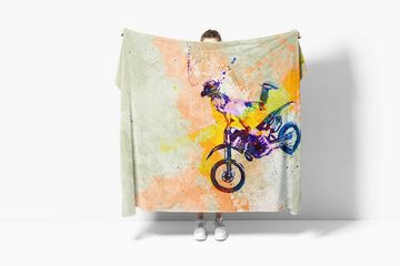 Sinus Art Handtücher SplashArt Sport Handtuch Strandhandtuch Saunatuch Kuscheldecke Kunstvoll Motorrad Xgames, Baumwolle-Polyester-Mix (1-St), Handtuch