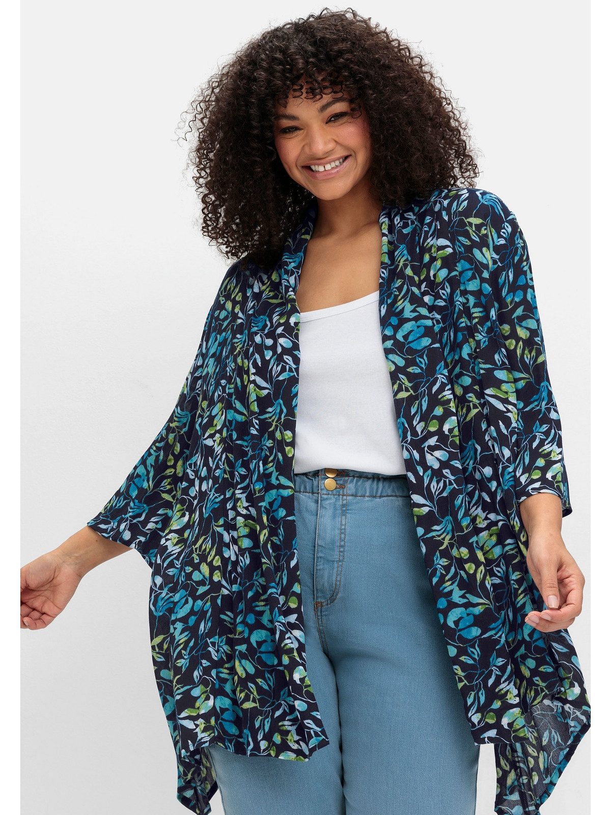 Sheego Longbluse Große Größen mit Blätterdruck, in Zipfelform